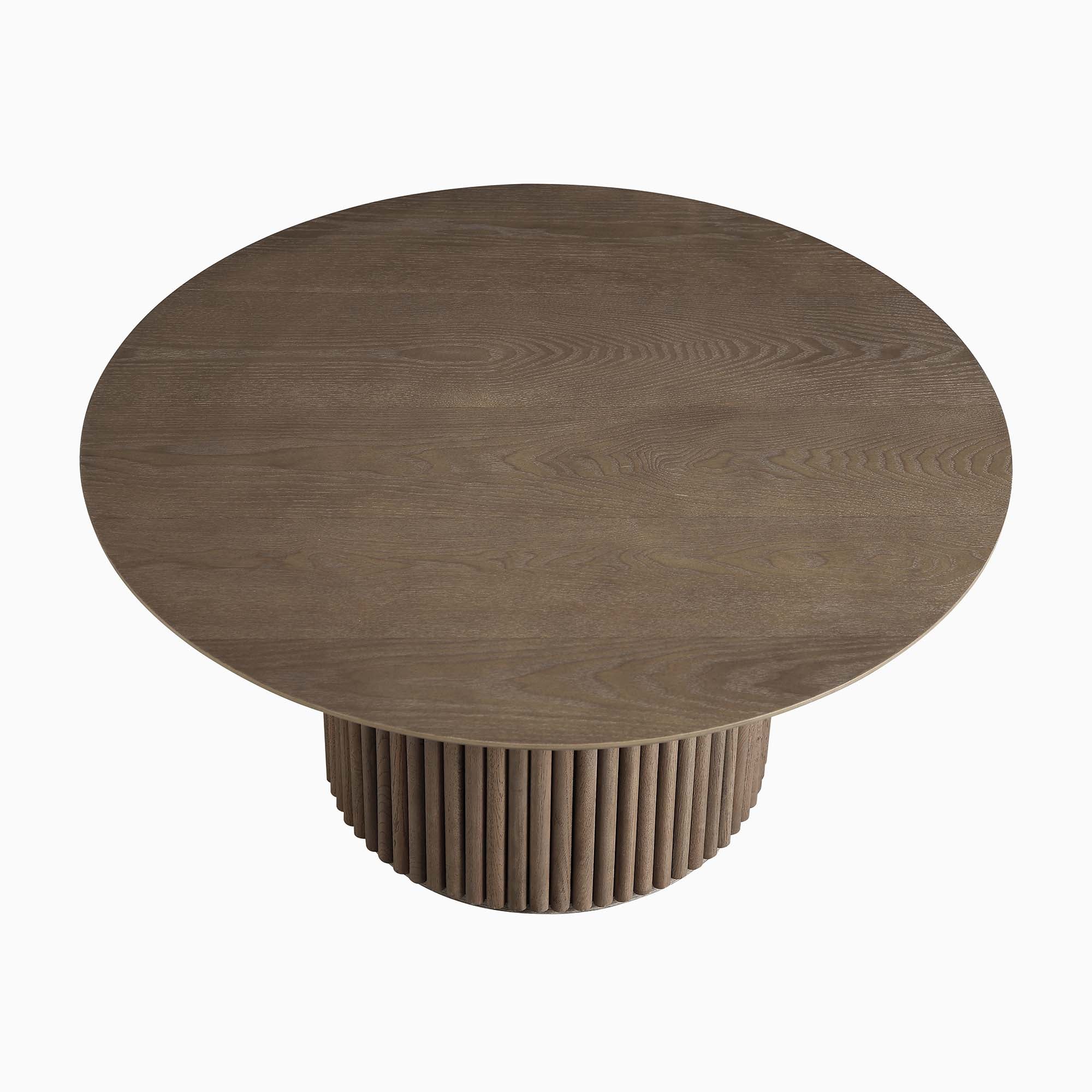 Maru Round Oak Pedestal Coffee Table, Silver Oak - Image 5