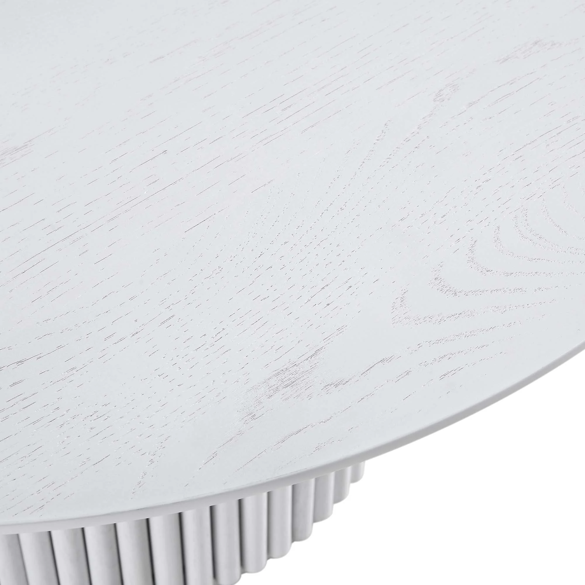Maru Round Oak Pedestal Coffee Table, Washed White - Image 9