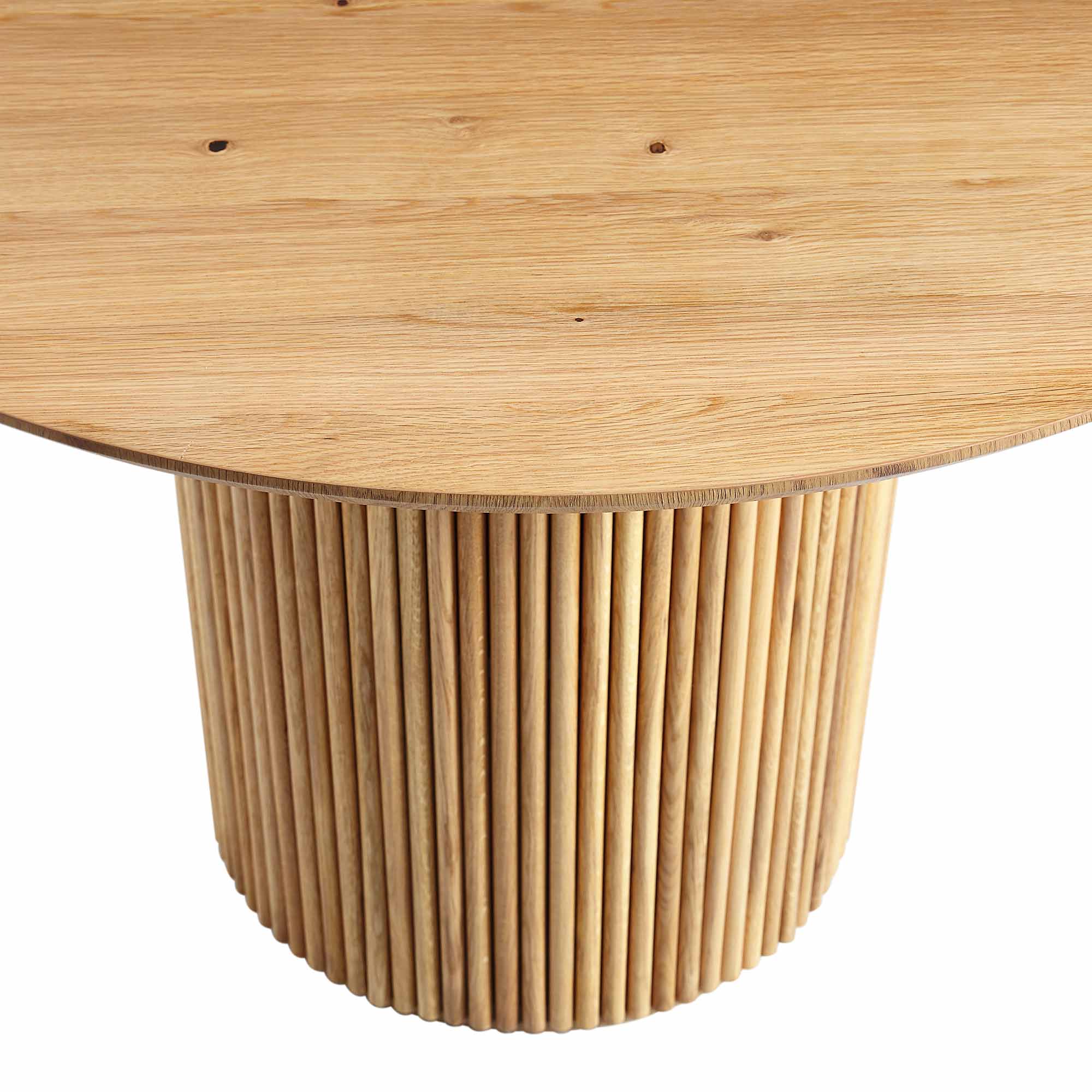 Maru Round Oak Pedestal Dining Table, Oak - Image 6