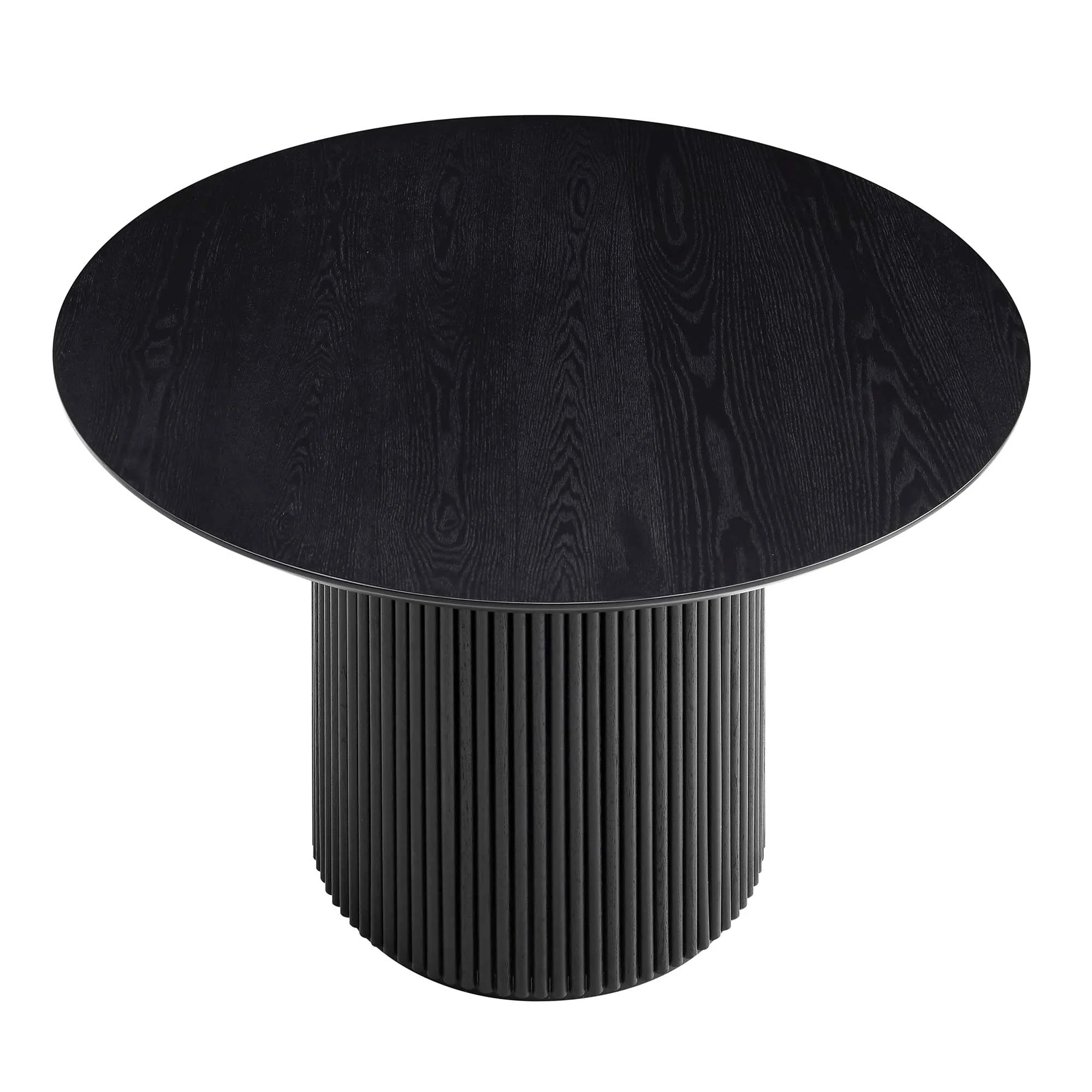 Maru Round Oak Pedestal Dining Table, Black - Image 4