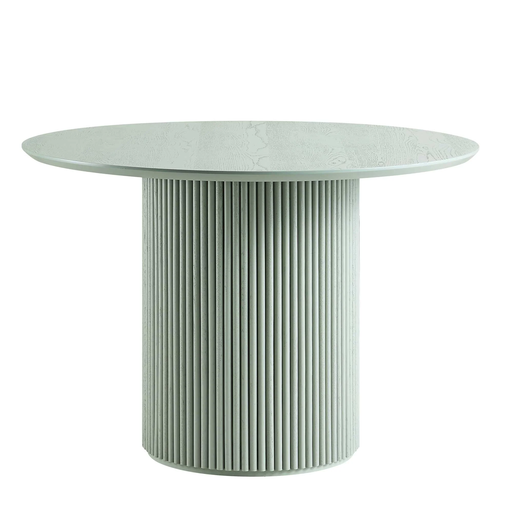 Maru Round Oak Pedestal Dining Table, Sage Green - Image 4