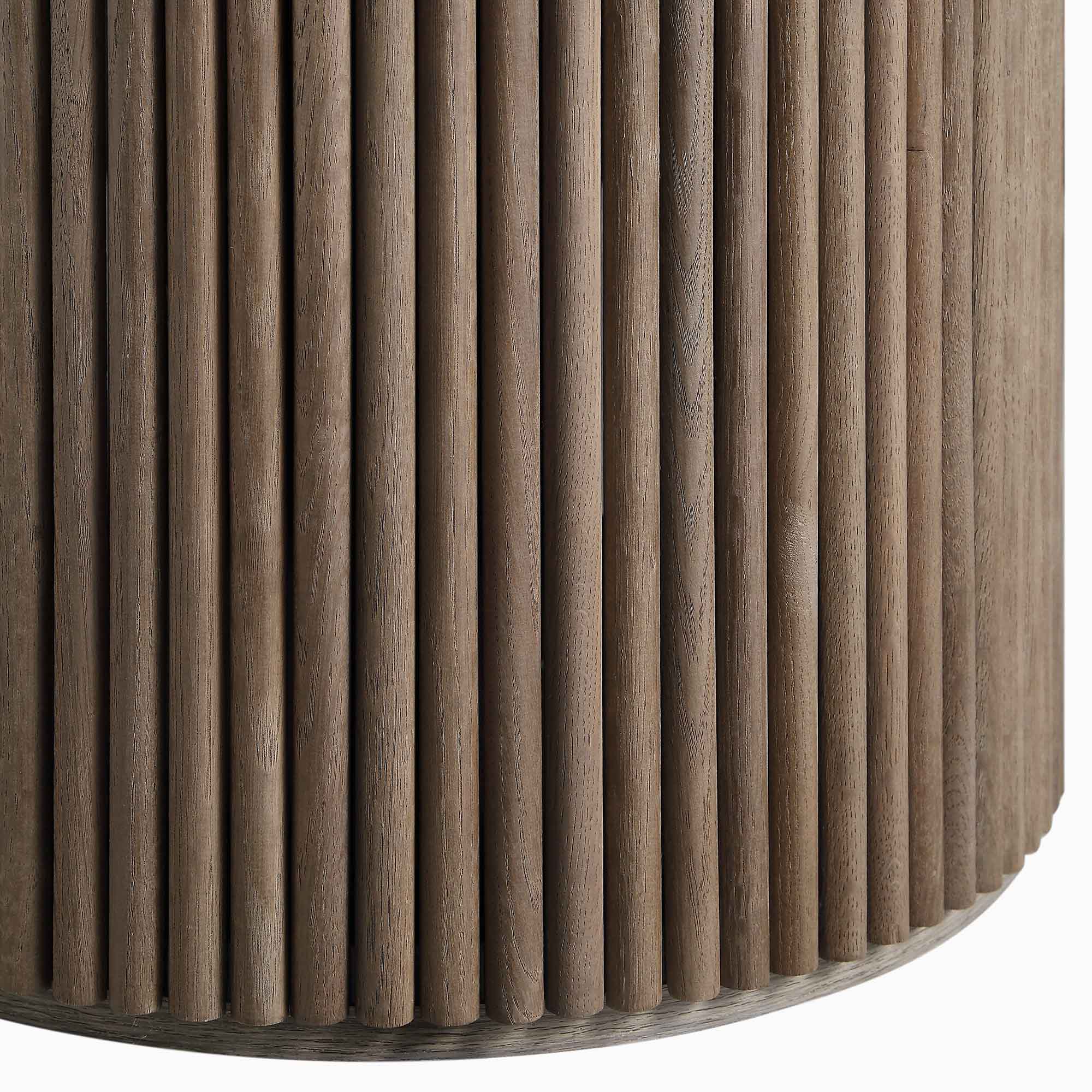 Maru Round Oak Pedestal Dining Table, Silver Oak - Image 8
