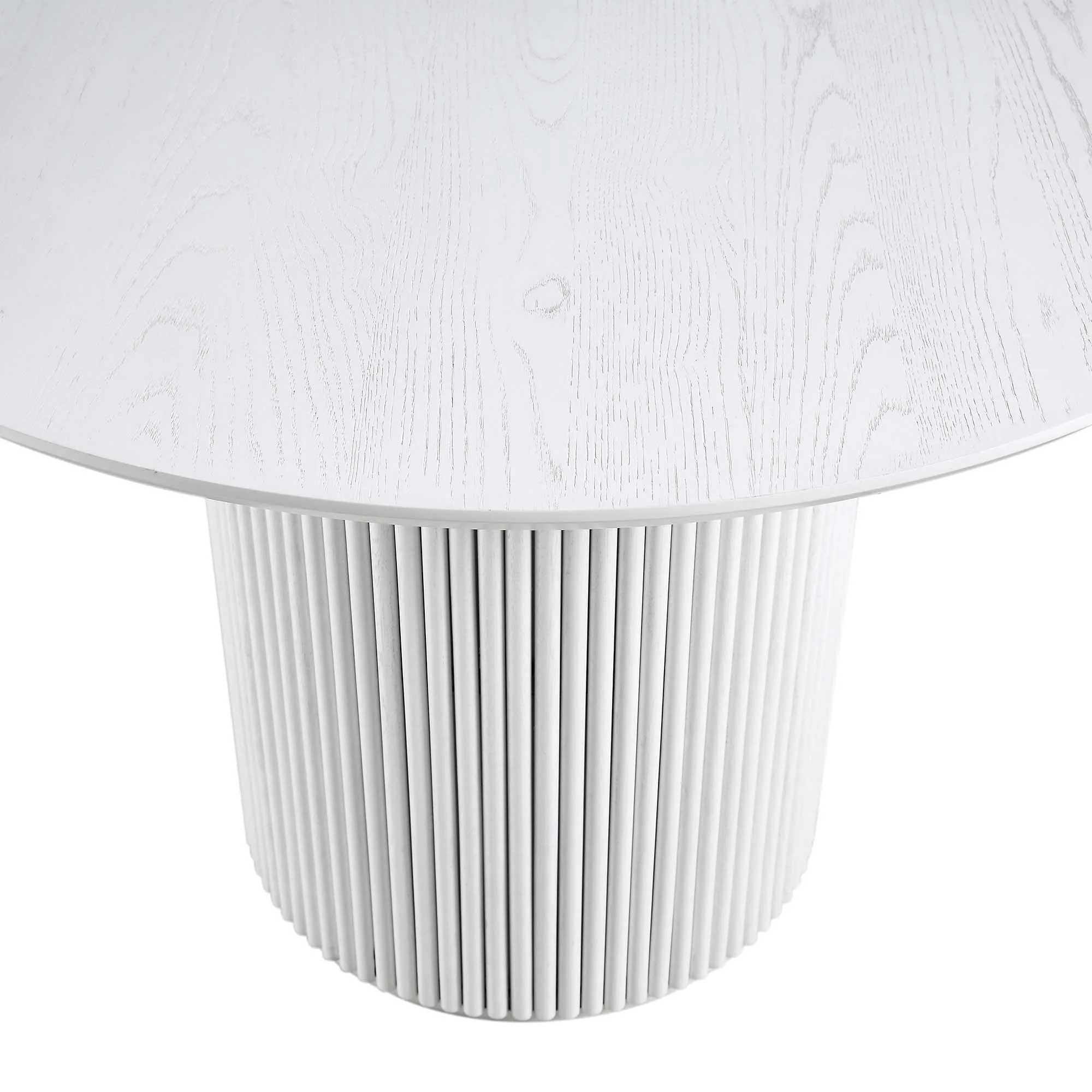 Maru Round Oak Pedestal Dining Table, Washed White - Image 7