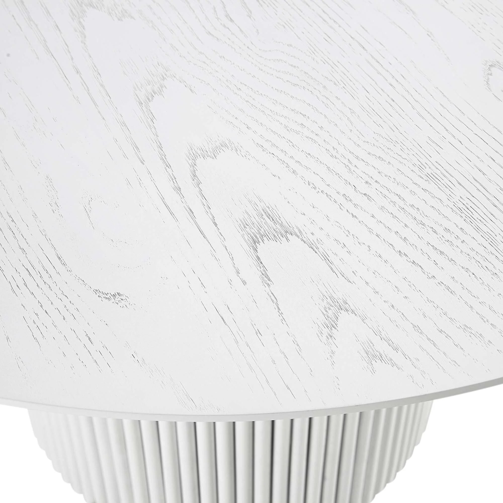 Maru Round Oak Pedestal Dining Table, Washed White - Image 8
