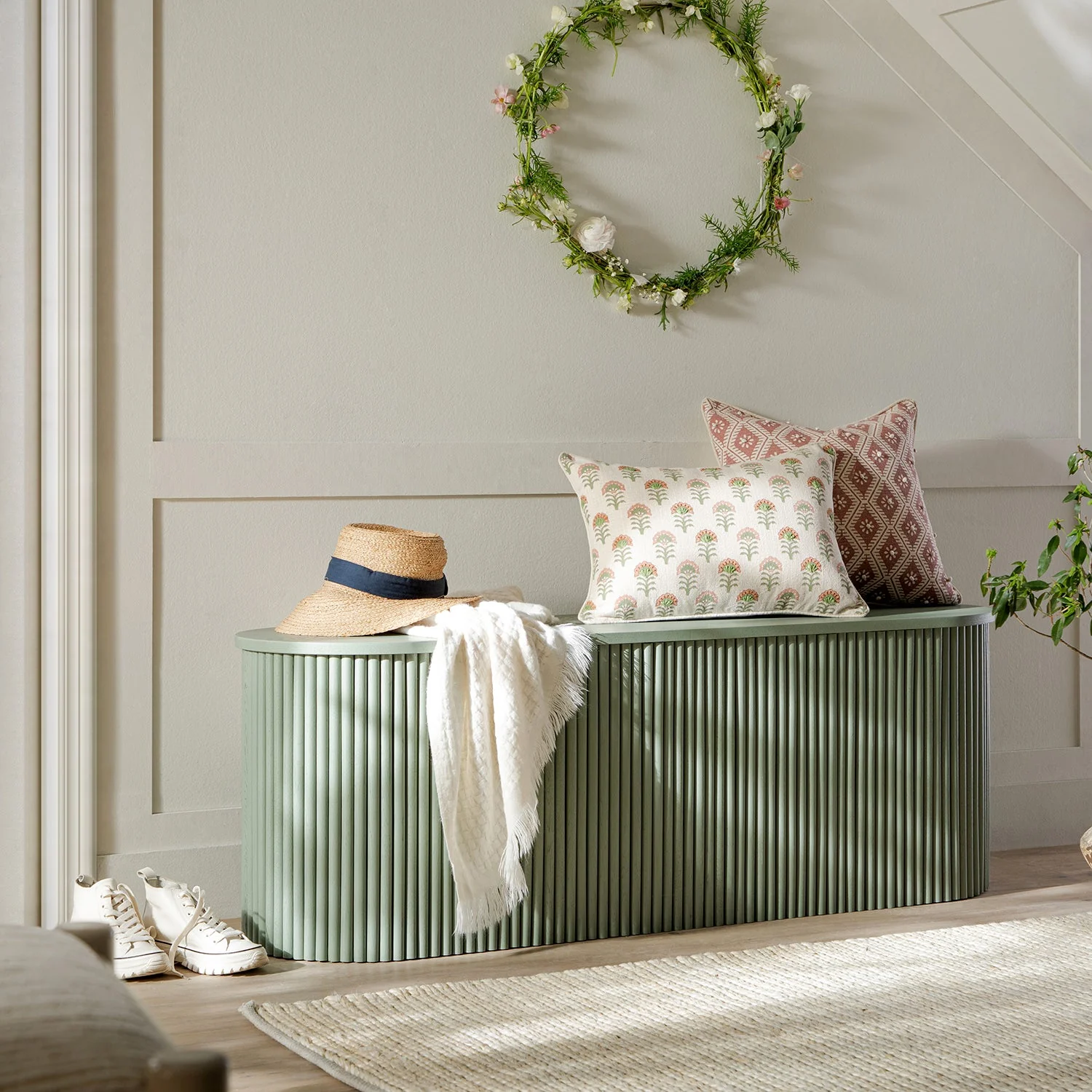 Maru Storage Ottoman Bench, Sage Green - Image 2
