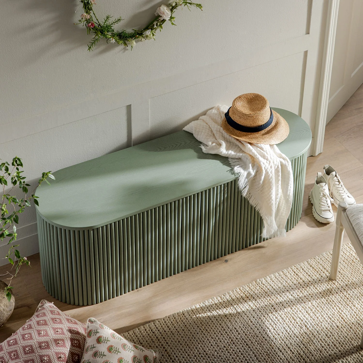 Maru Storage Ottoman Bench, Sage Green - Image 3