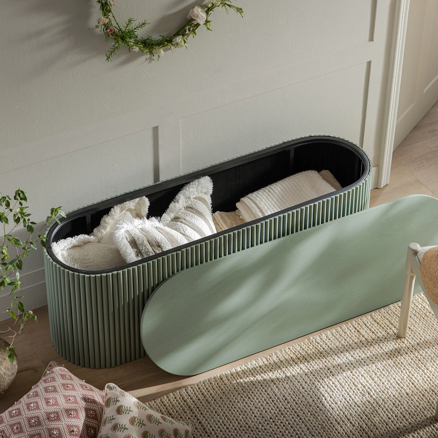 Maru Storage Ottoman Bench, Sage Green - Image 4