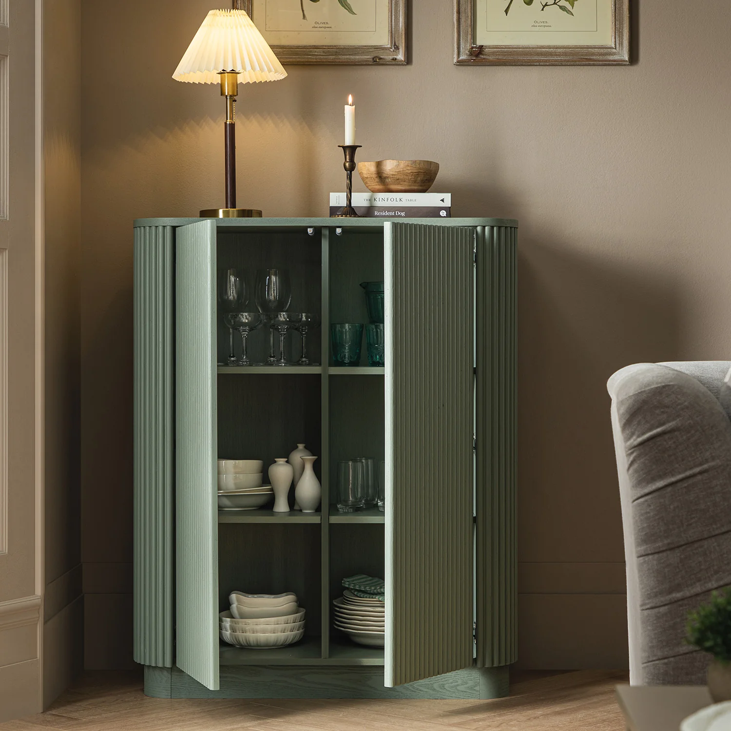Maru Tall Cabinet, Sage Green - Image 3