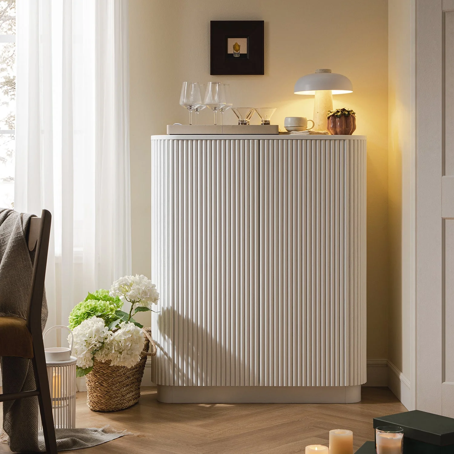 Maru Tall Cabinet, Washed White - Image 2