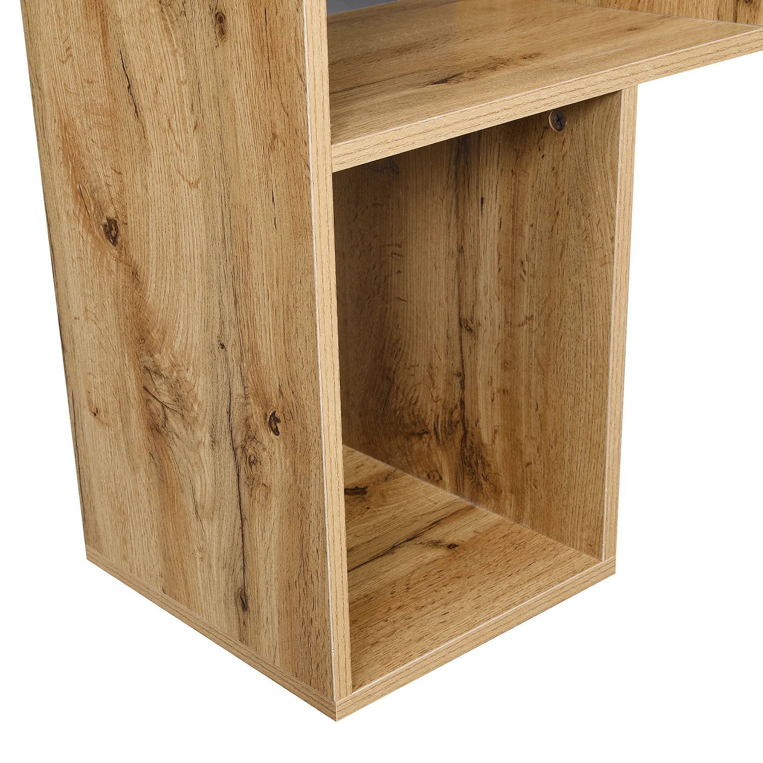 Mason White High Gloss Desk with Oak Effect Shelves - Image 9
