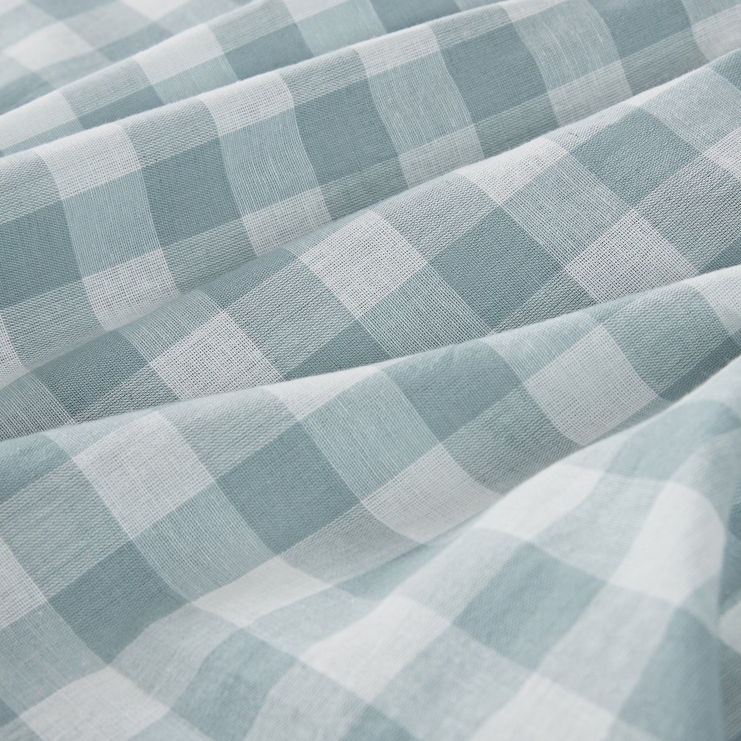 Matilda Blue Gingham Ruffle Linen Blend Duvet Set - Image 4