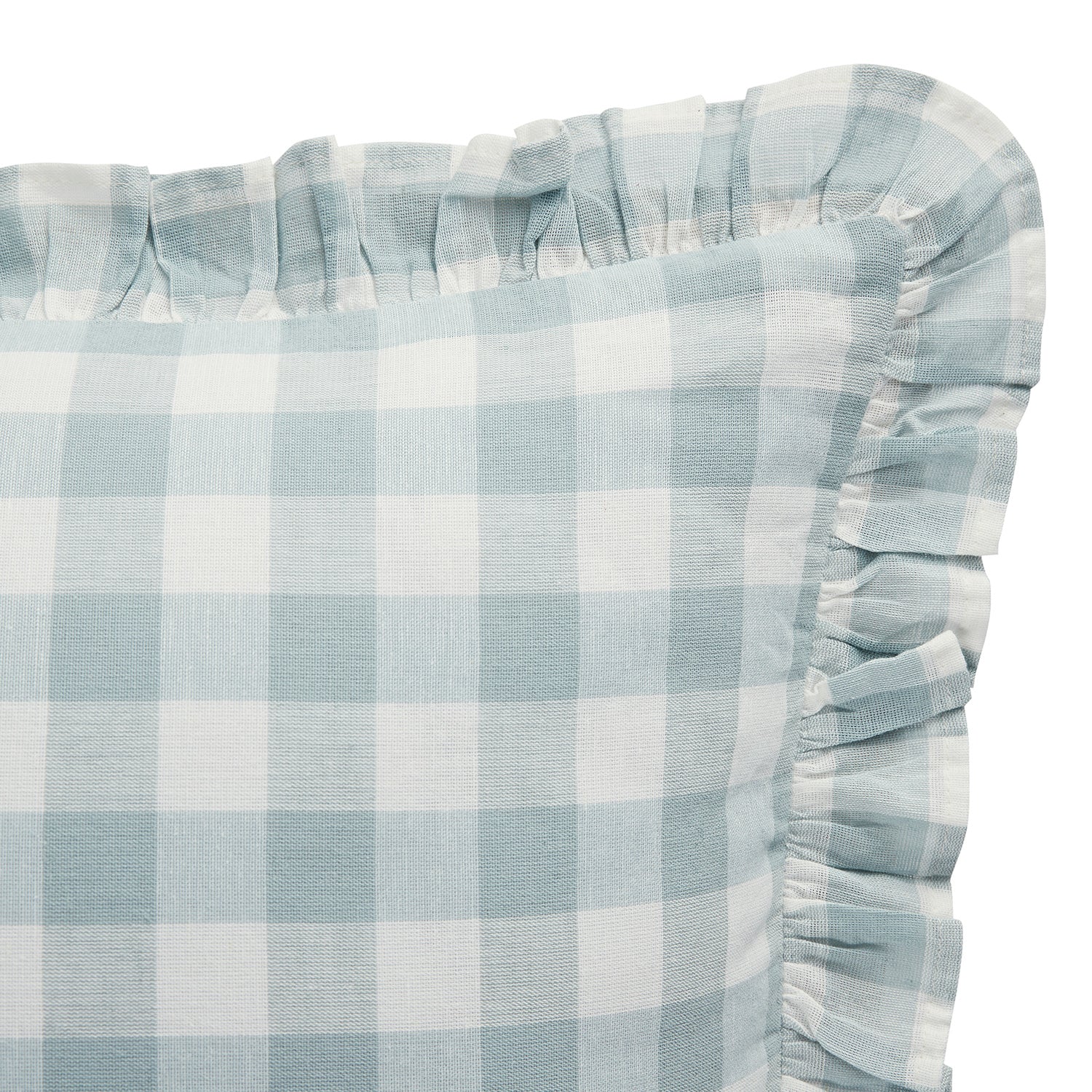 Matilda Blue Gingham Ruffle Linen Blend Pillowcases - Pair - Image 5