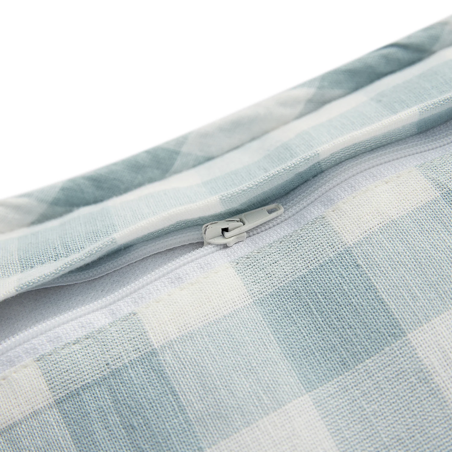 Matilda Blue Gingham Scallop Quilted Linen Blend Continental Square Pillowcases - Pair - Image 5