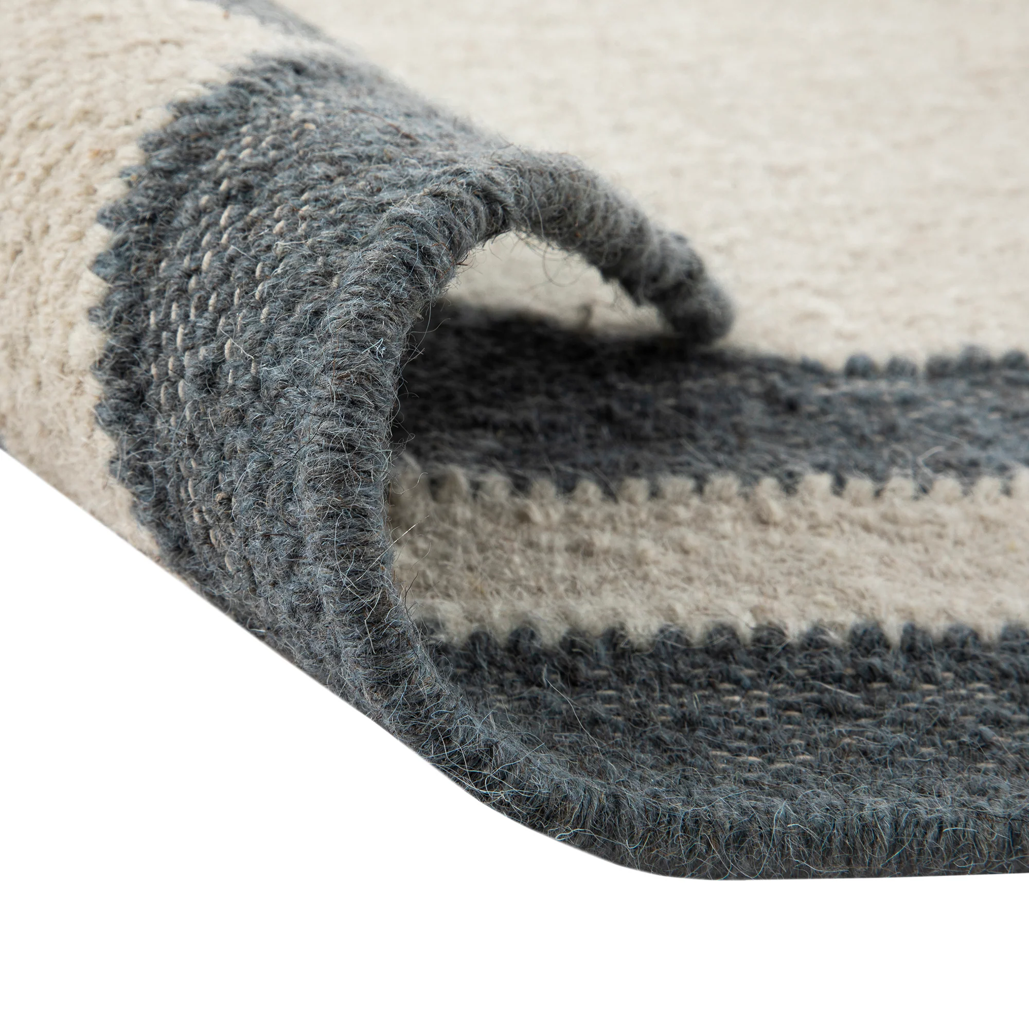 Matilda Blue Scallop Border Handwoven Wool Rug - Image 8