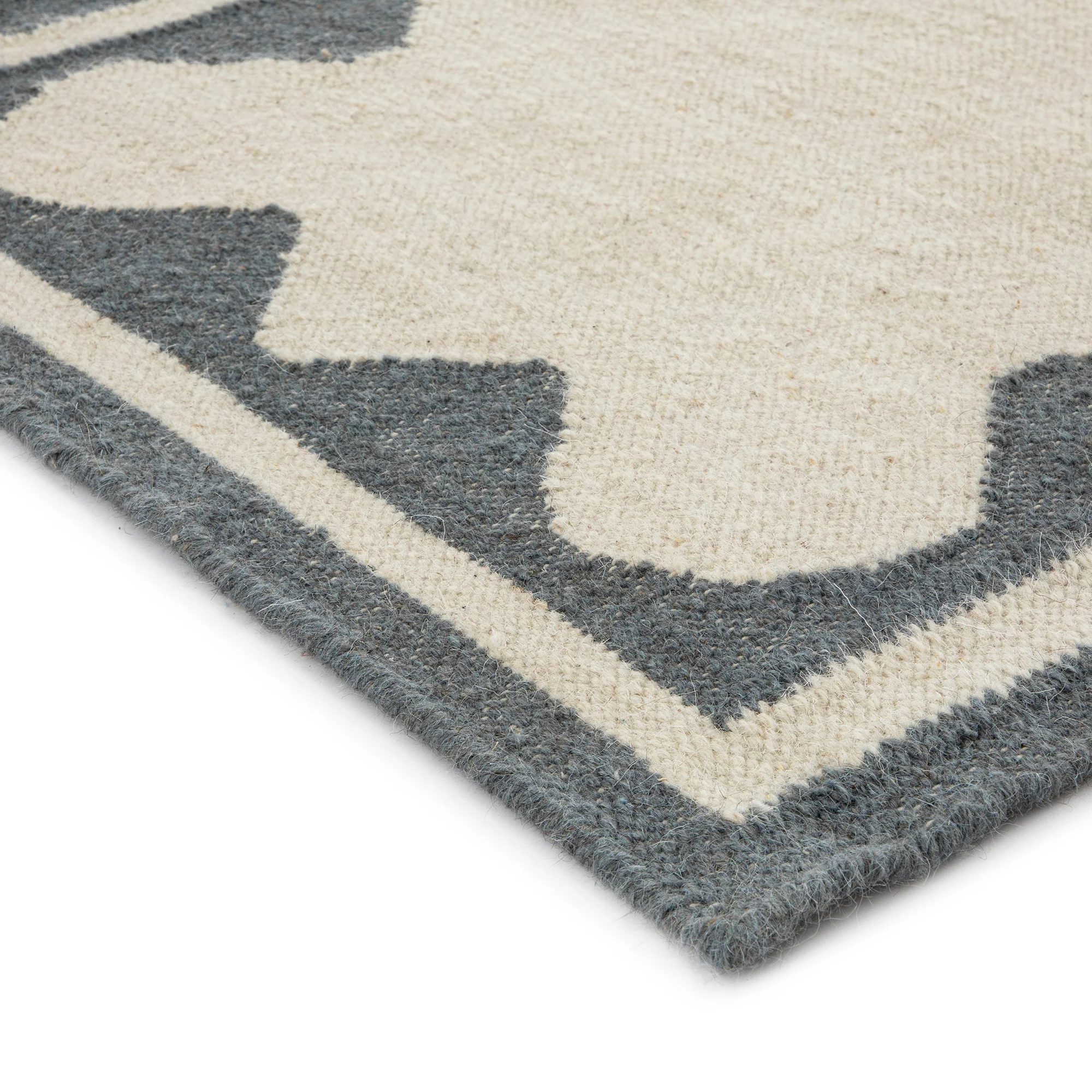 Matilda Blue Scallop Border Handwoven Wool Runner - Image 5