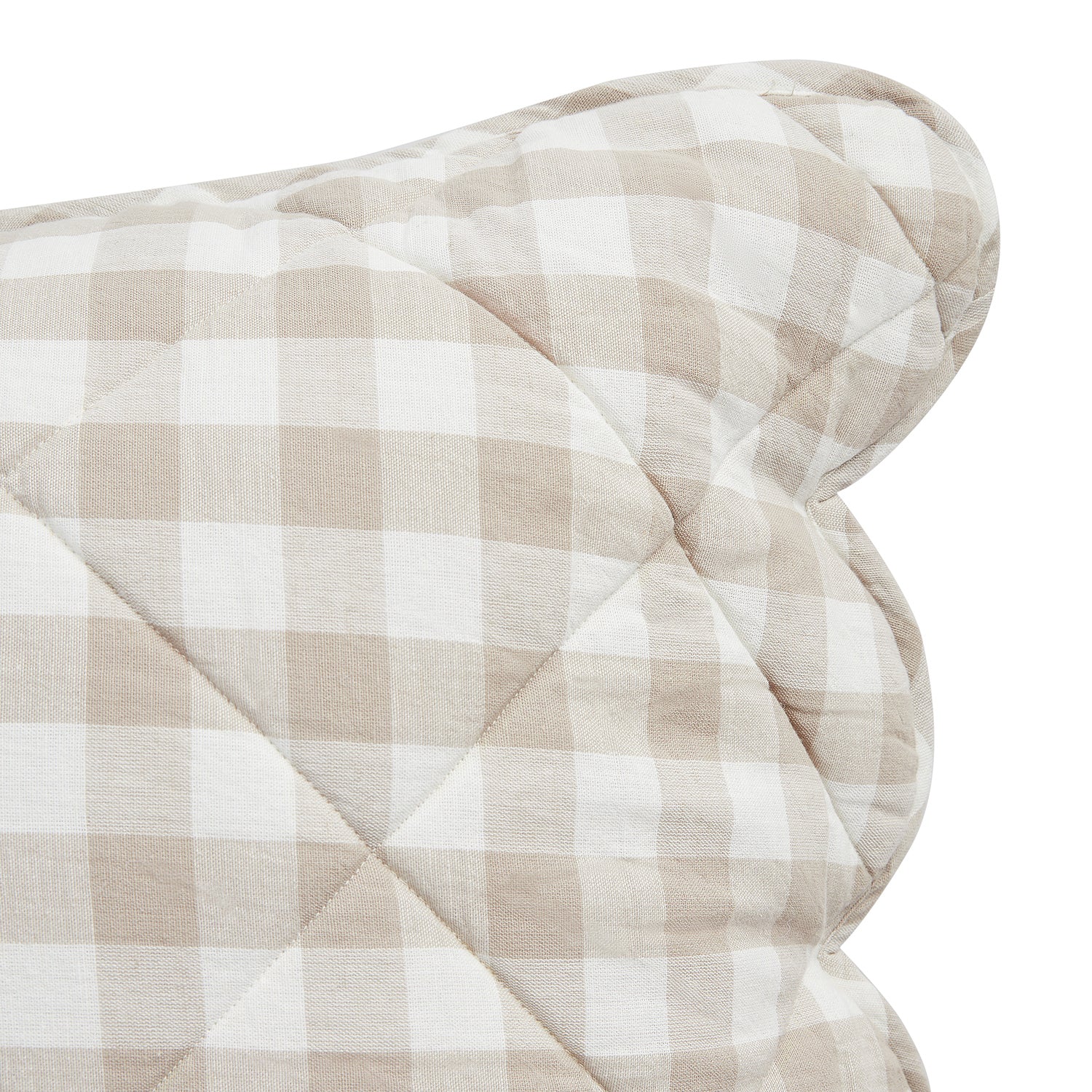Matilda Beige Gingham Scallop Quilted Linen Blend Continental Square Pillowcases - Pair - Image 5