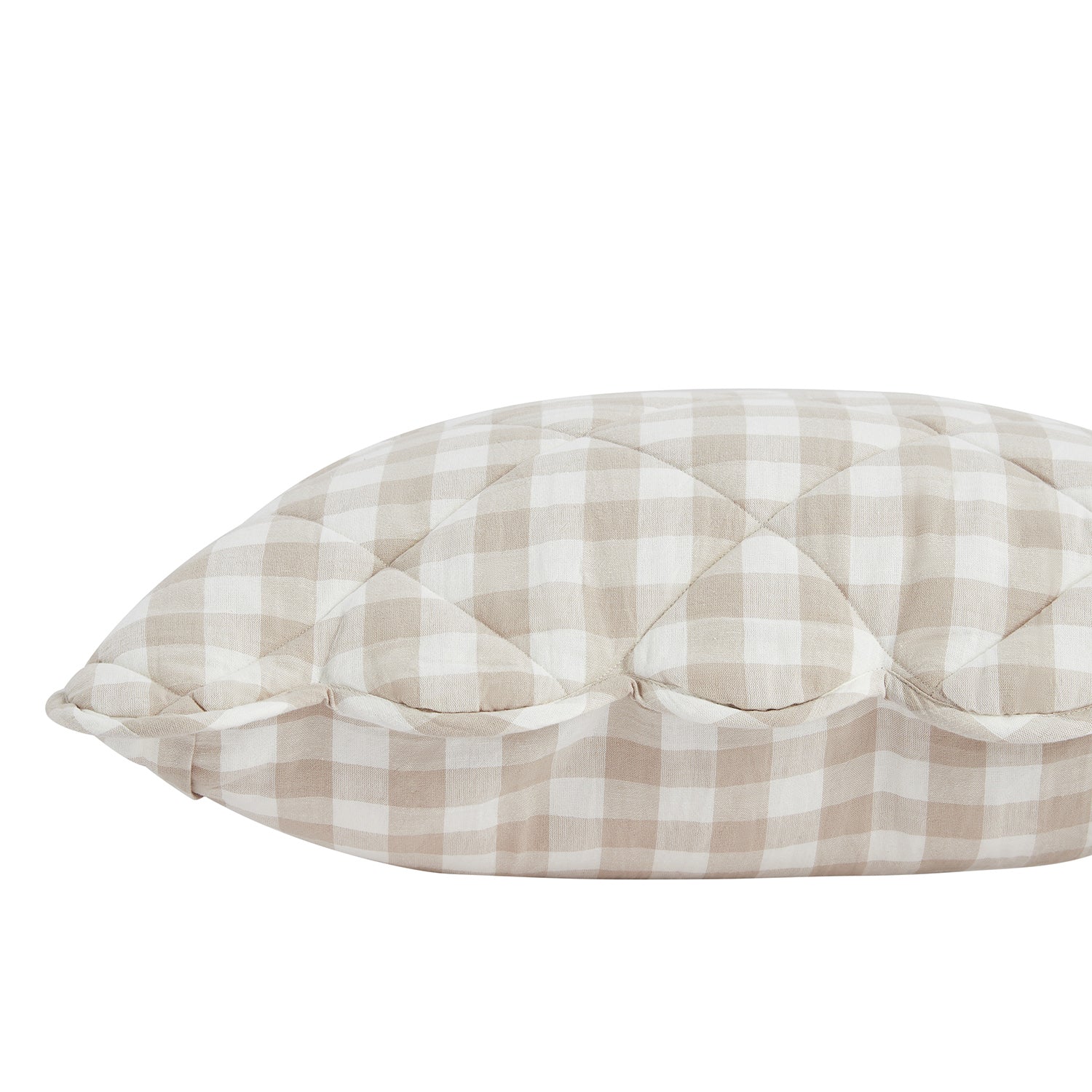 Matilda Beige Gingham Scallop Quilted Linen Blend Continental Square Pillowcases - Pair - Image 6