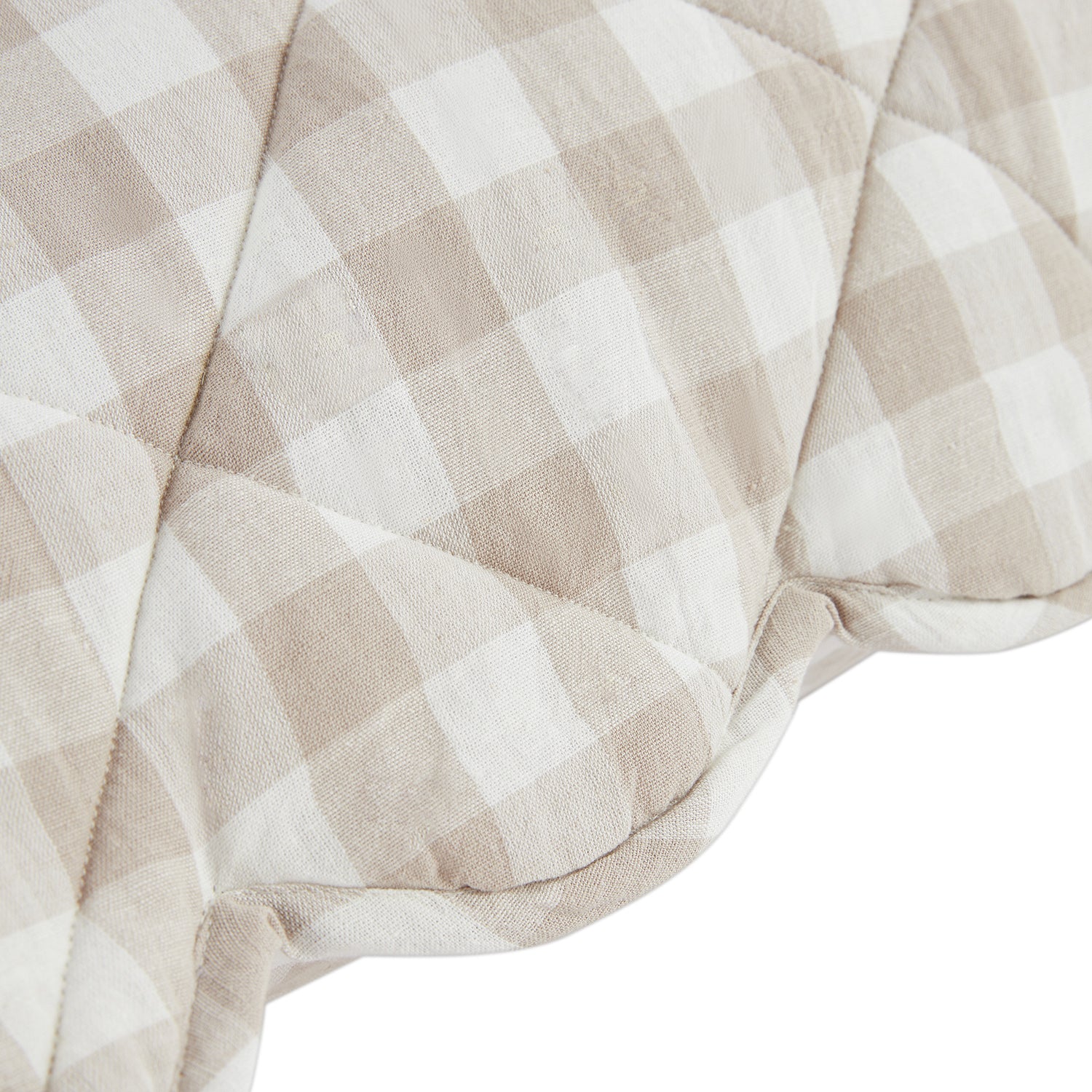 Matilda Beige Gingham Scallop Quilted Linen Blend Continental Square Pillowcases - Pair - Image 7