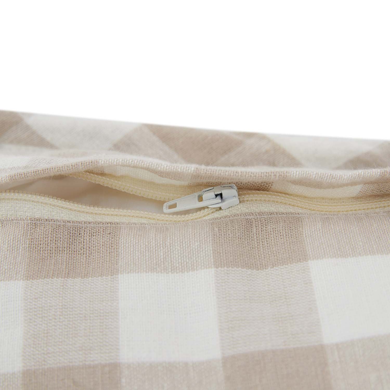 Matilda Beige Gingham Scallop Quilted Linen Blend Continental Square Pillowcases - Pair - Image 8