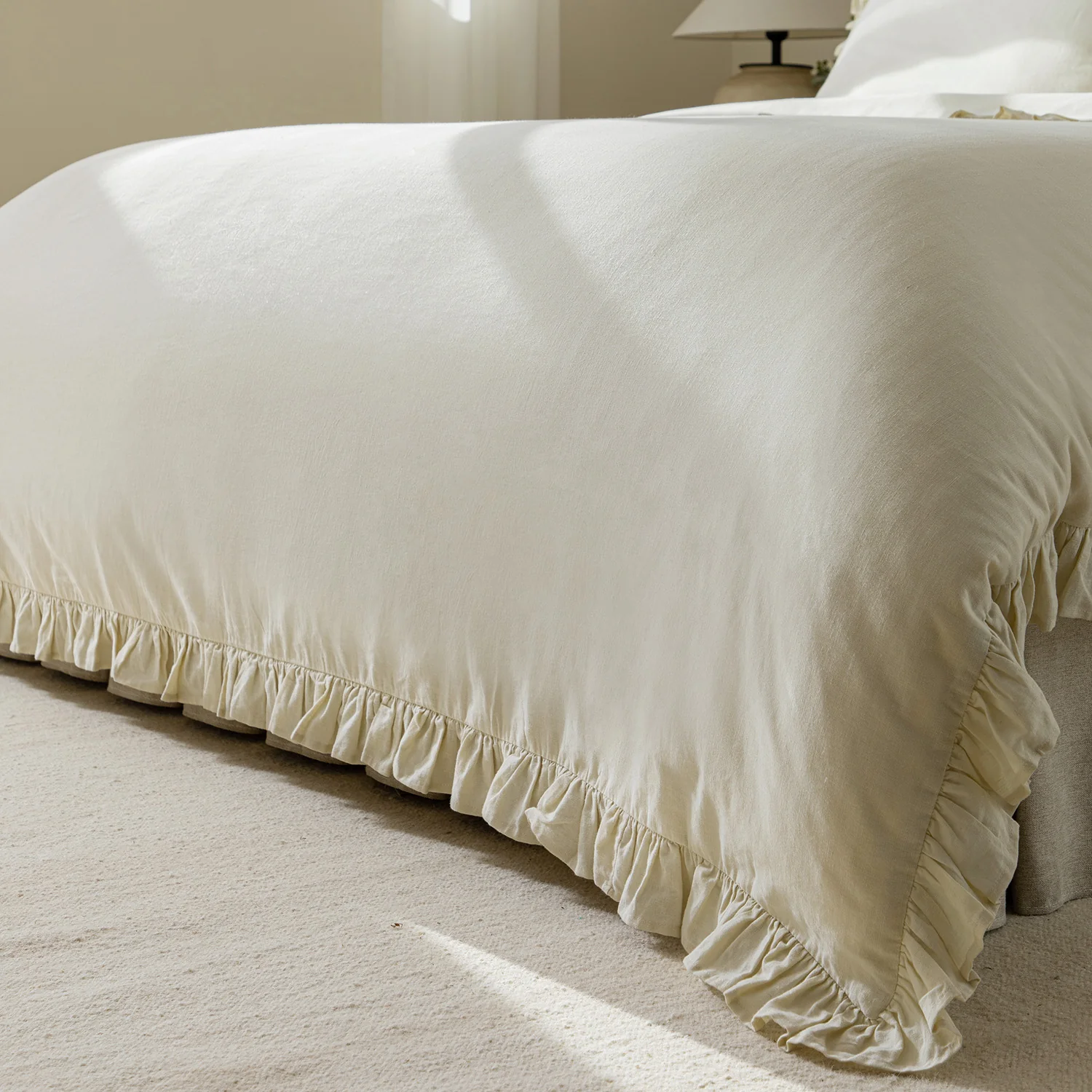 Matilda Cream Ruffle Linen Blend Duvet Set - Image 6
