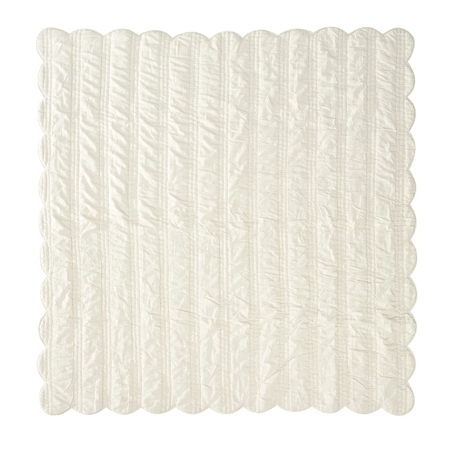 Matilda Cream Scallop Quilted Linen Blend Bedspread - Image 8