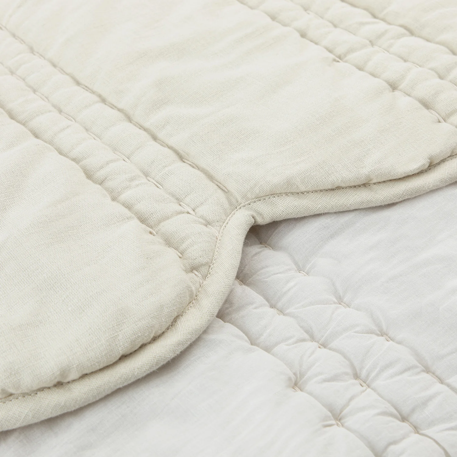 Matilda Cream Scallop Quilted Linen Blend Bedspread - Image 9