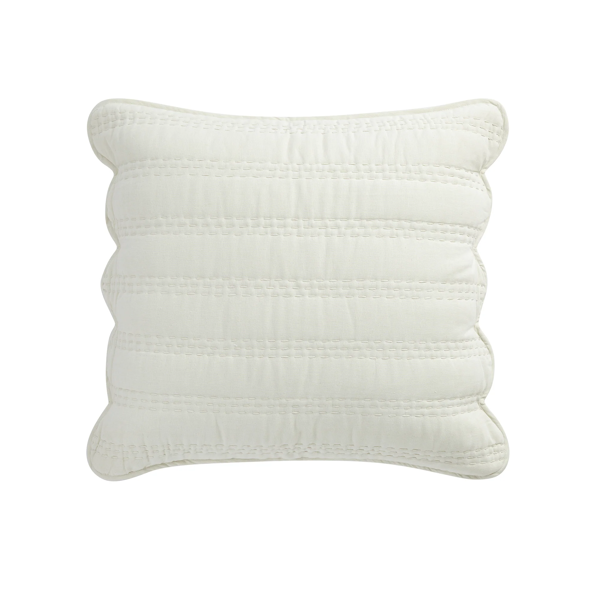 Matilda Cream Scallop Quilted Linen Blend Continental Square Pillowcases - Pair - Image 5