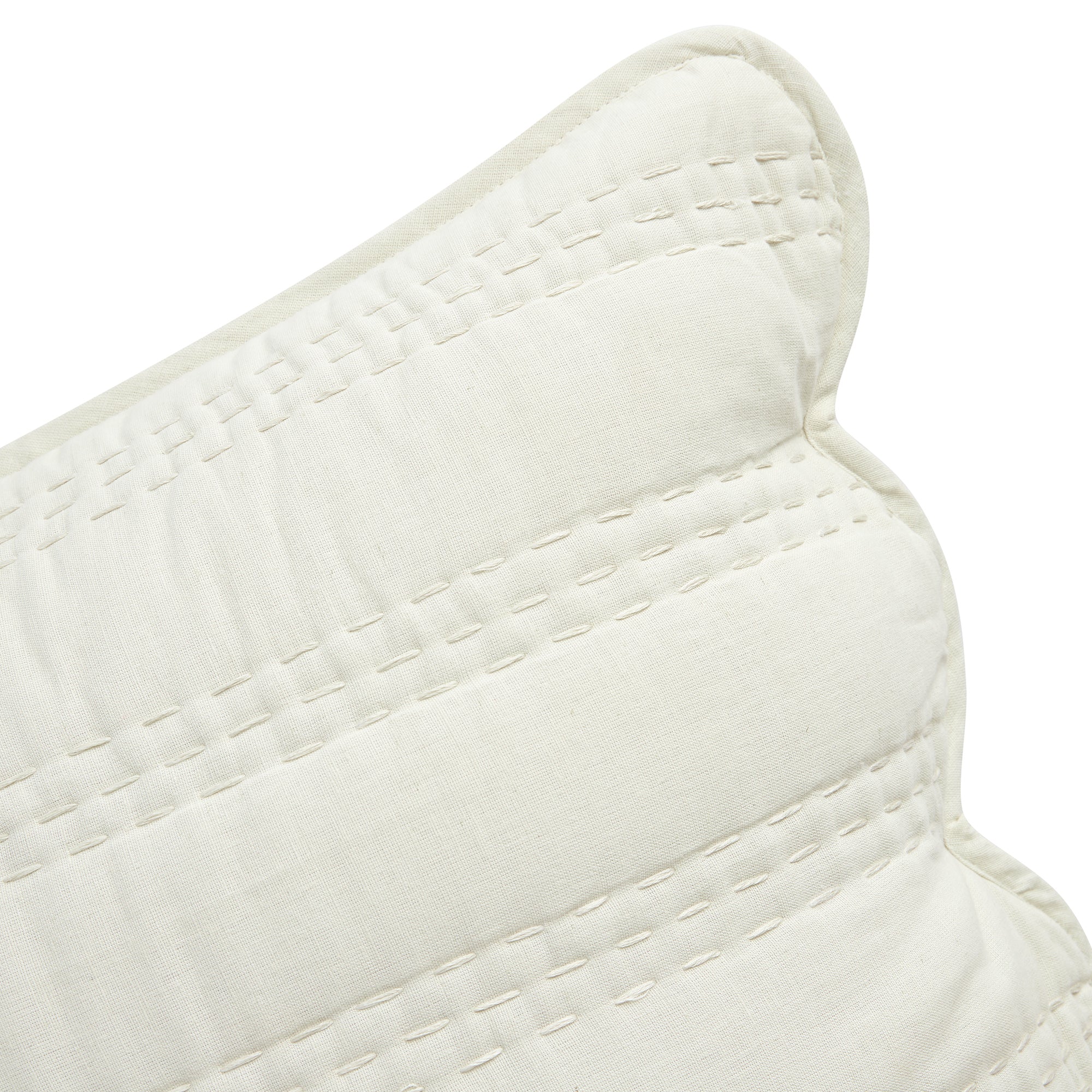 Matilda Cream Scallop Quilted Linen Blend Continental Square Pillowcases - Pair - Image 7