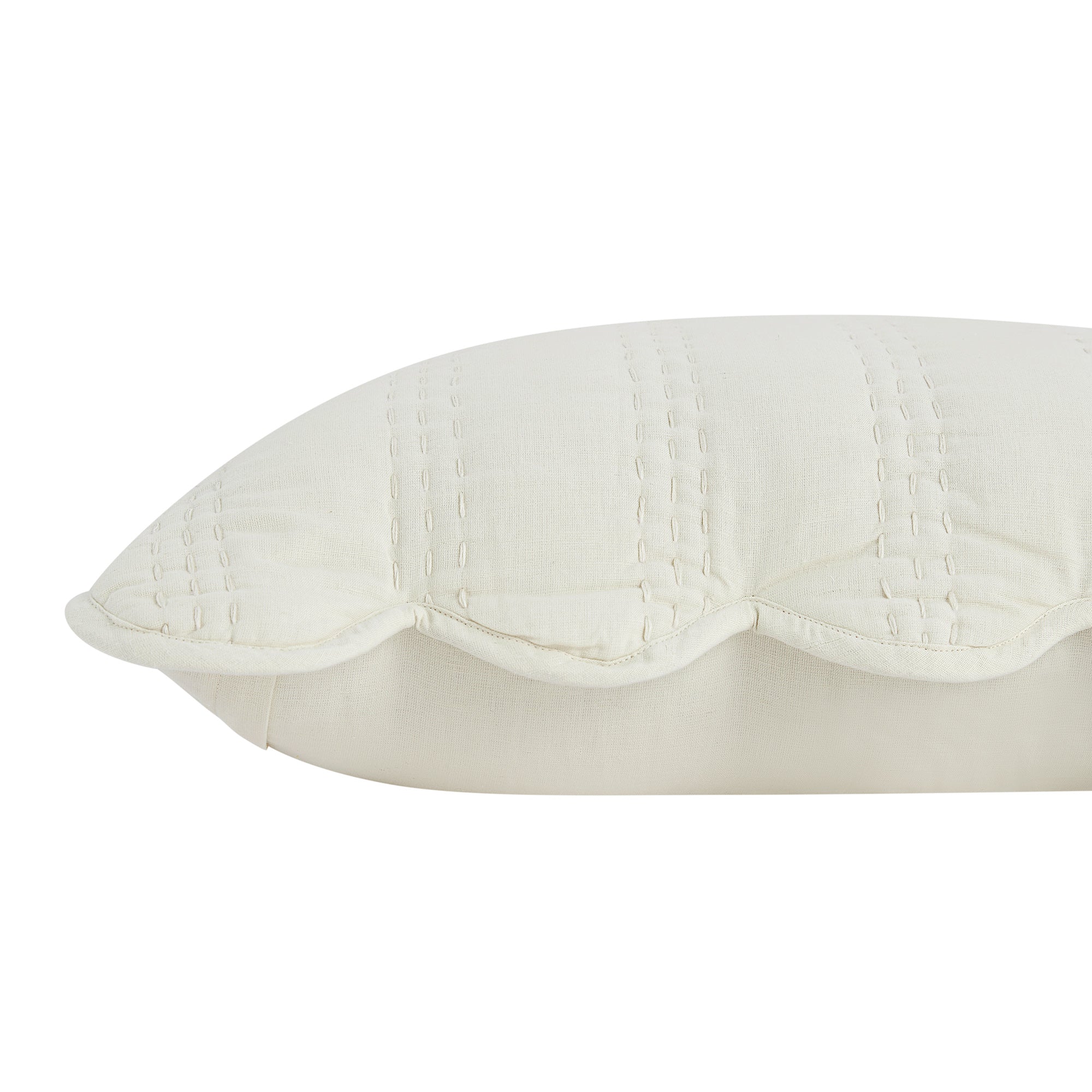 Matilda Cream Scallop Quilted Linen Blend Continental Square Pillowcases - Pair - Image 8