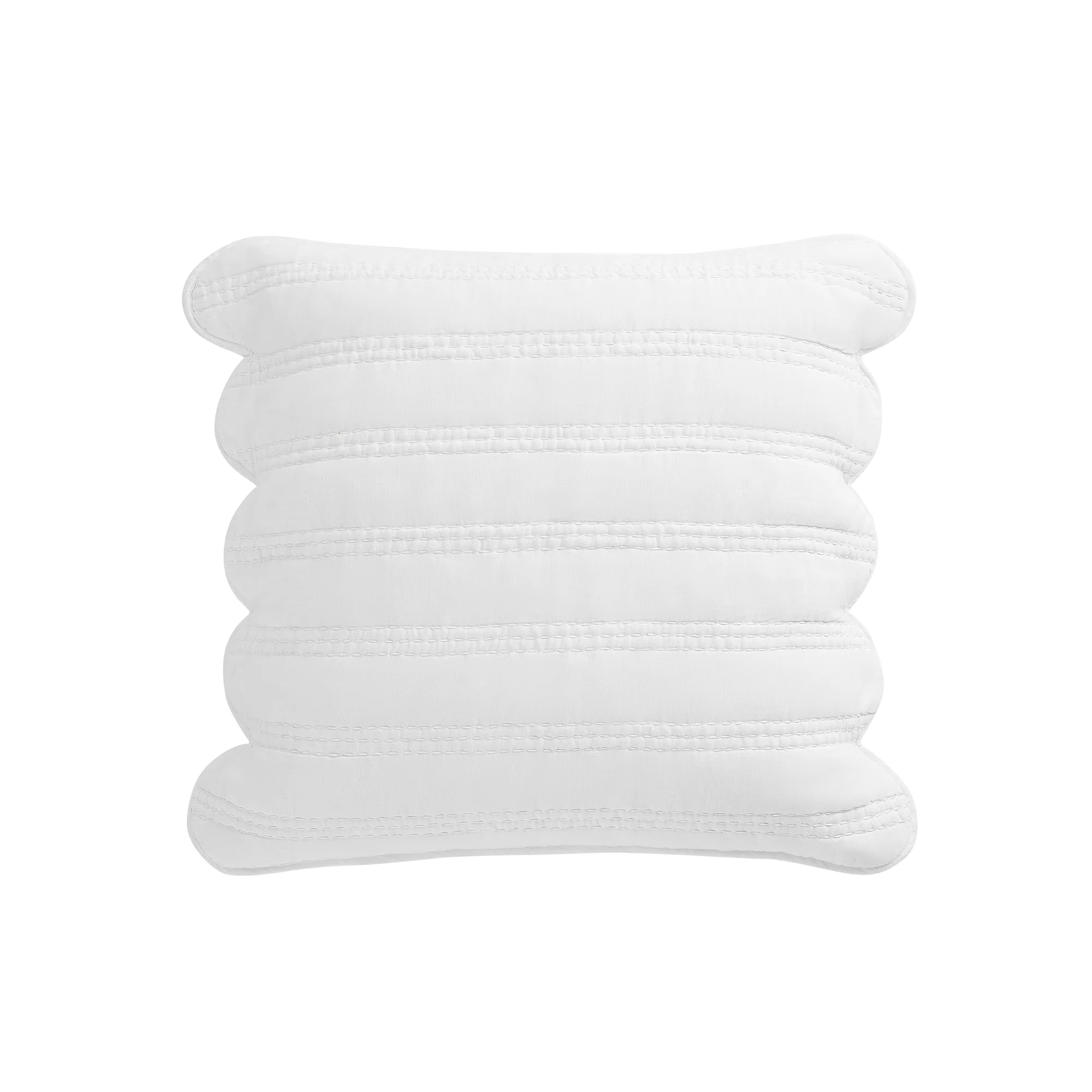 Matilda White Scallop Quilted Linen Blend Continental Square Pillowcases - Pair - Image 2