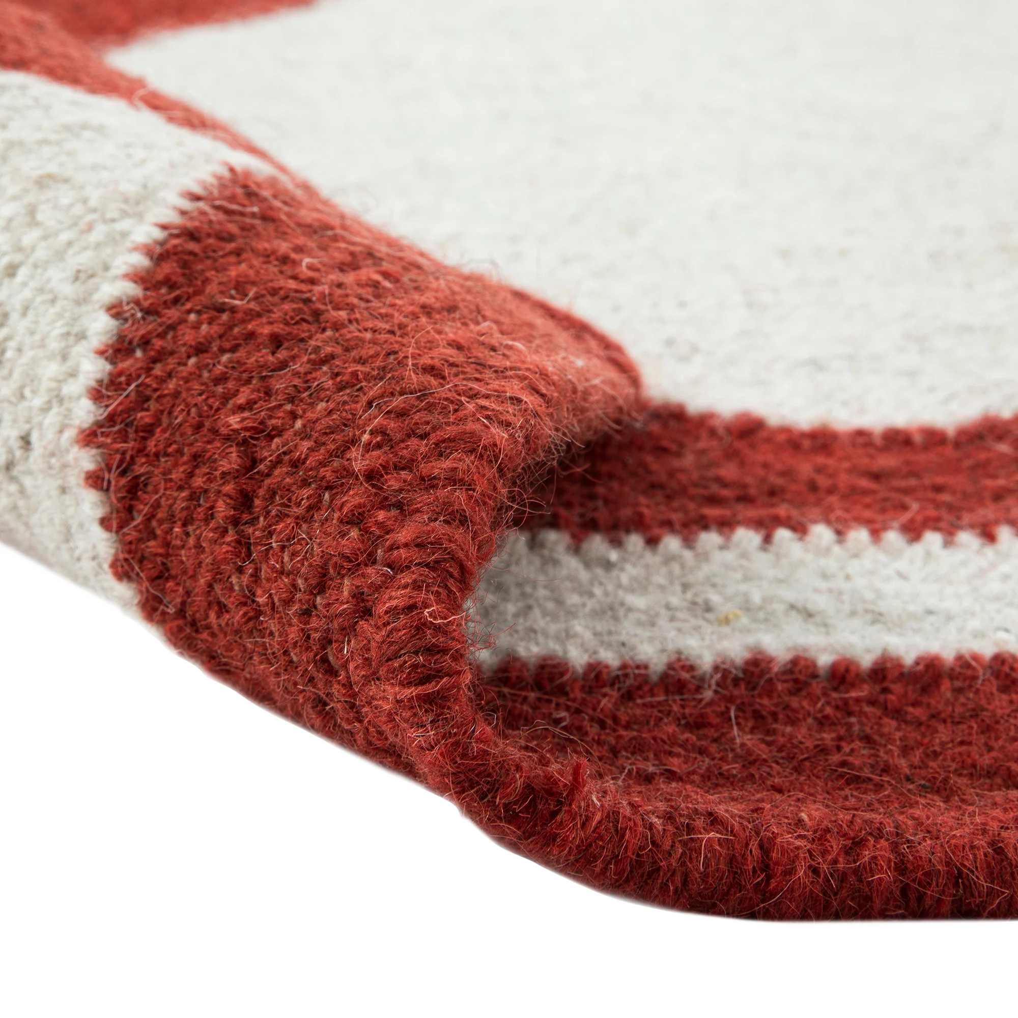 Matilda Scarlet Red Scallop Border Handwoven Wool Rug - Image 7