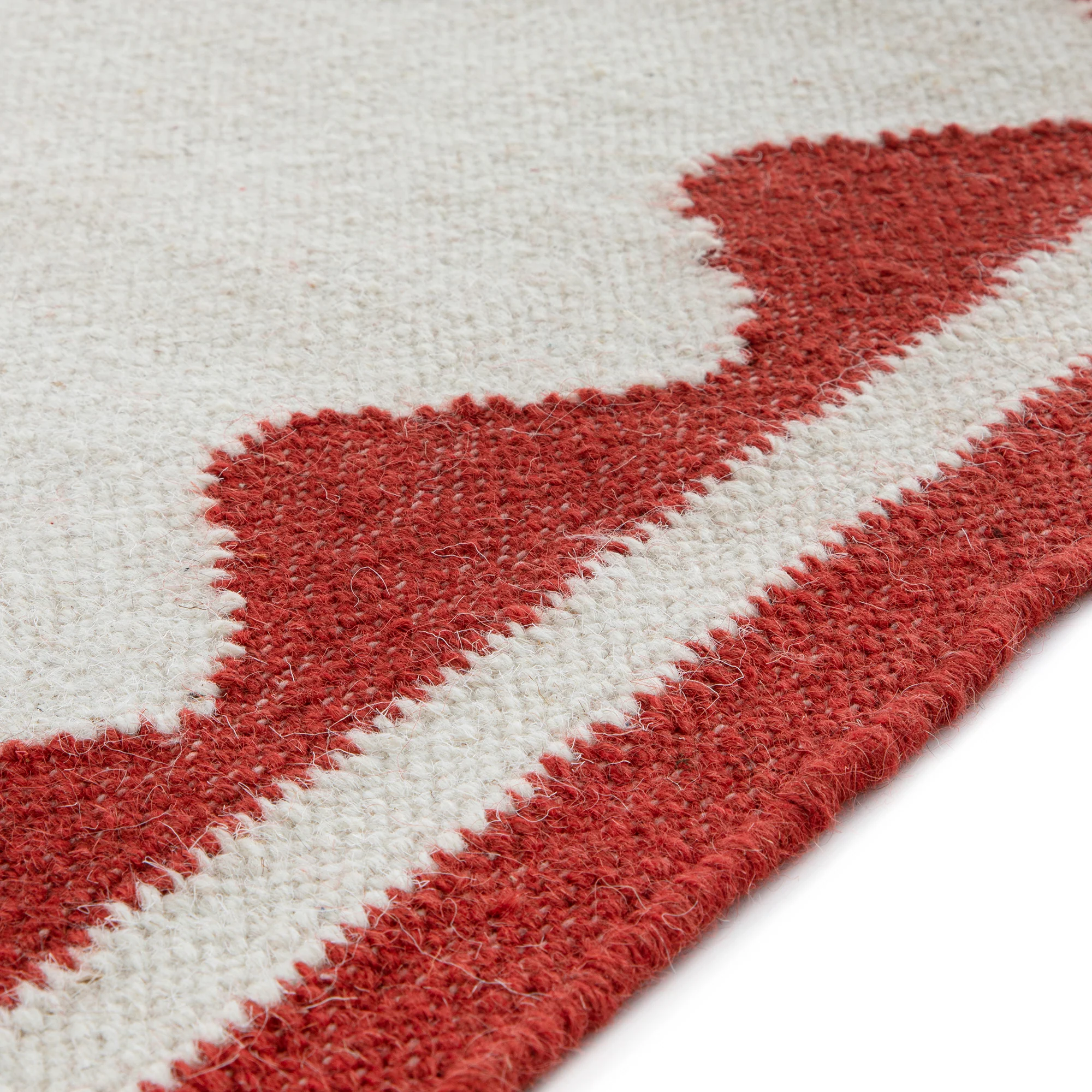 Matilda Scarlet Red Scallop Border Handwoven Wool Runner - Image 6