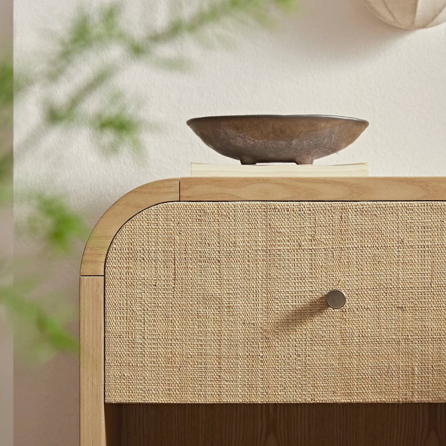 Maude 1 Drawer Bedside Table, Natural Ash with Raffia - Image 3