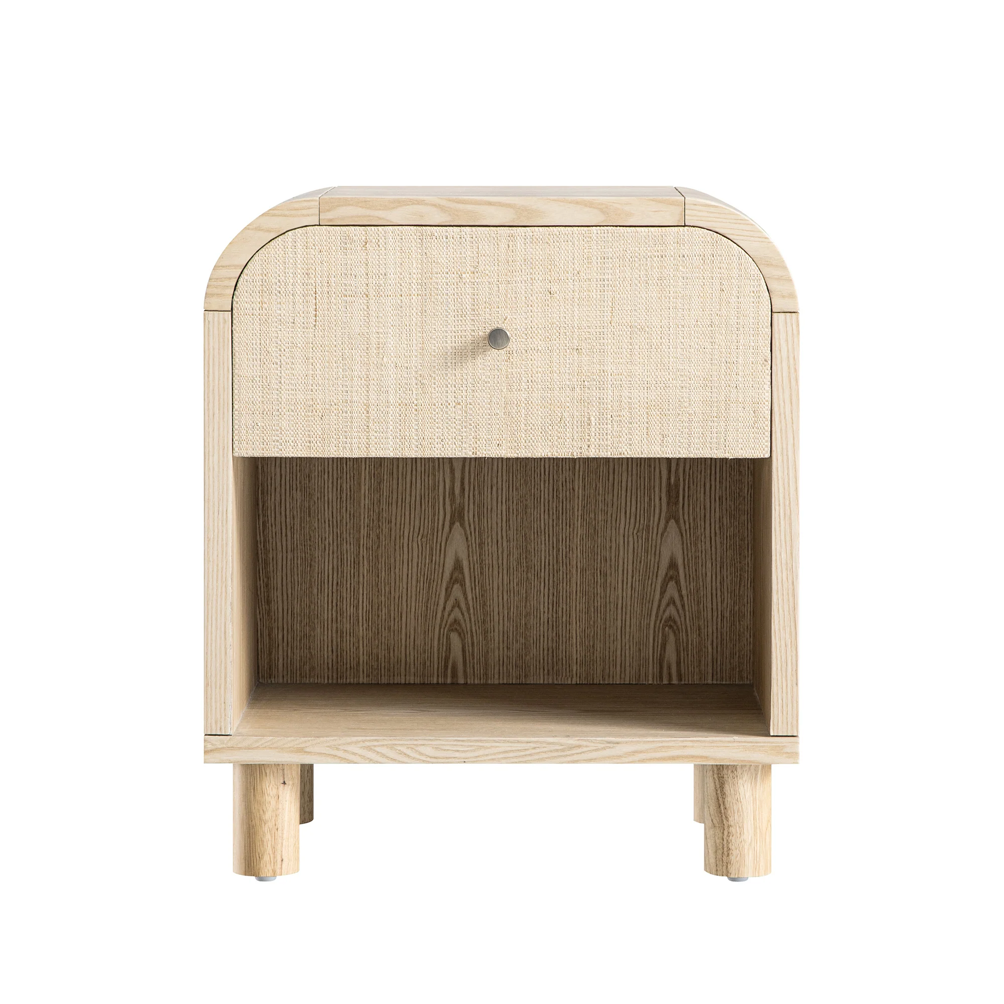 Maude 1 Drawer Bedside Table, Natural Ash with Raffia - Image 6