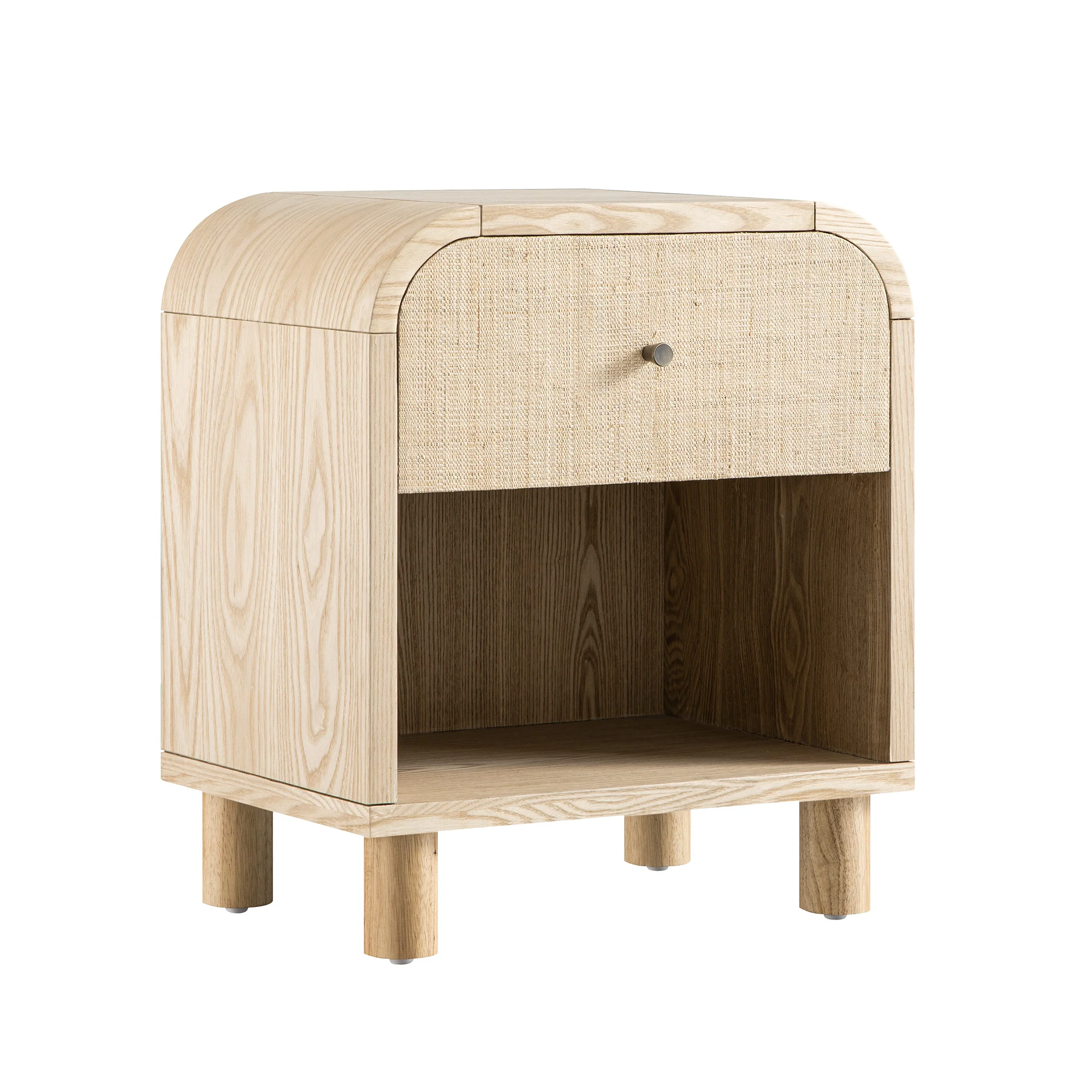 Maude 1 Drawer Bedside Table, Natural Ash with Raffia - Image 7