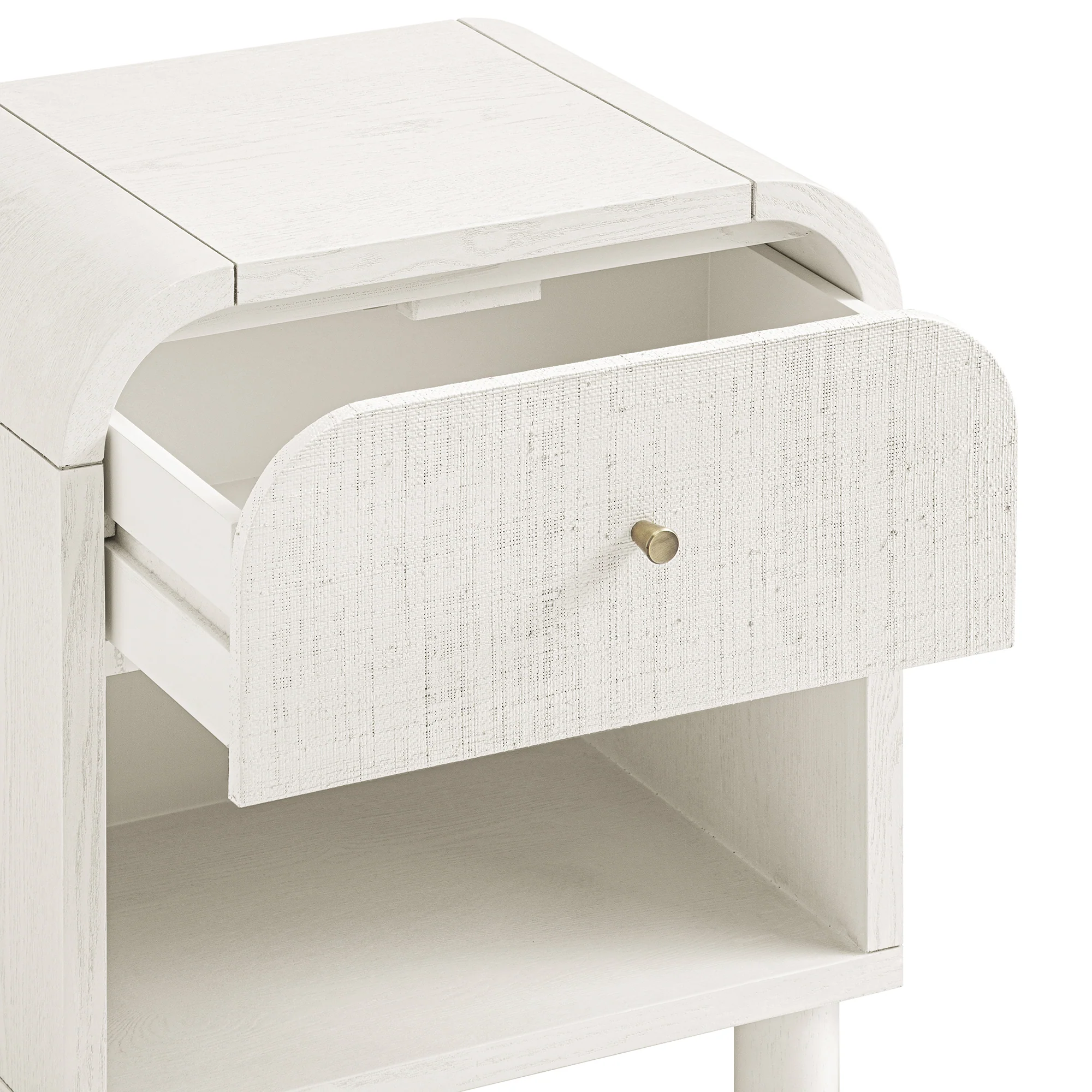 Maude 1 Drawer Bedside Table, Washed White Ash with Raffia - Image 13