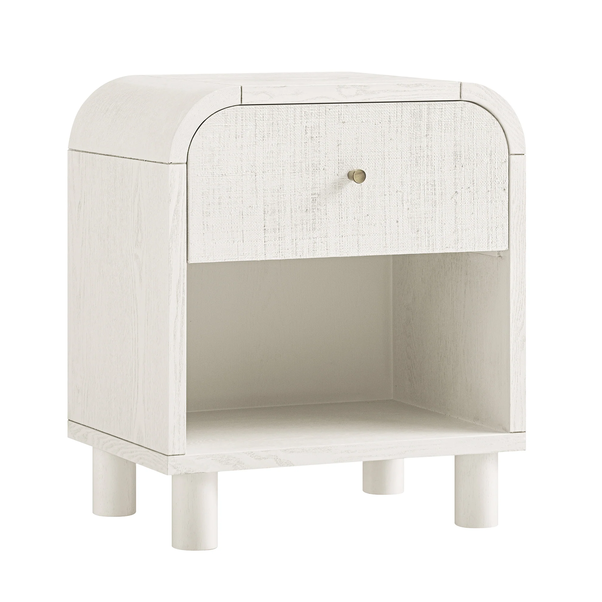 Maude 1 Drawer Bedside Table, Washed White Ash with Raffia - Image 6