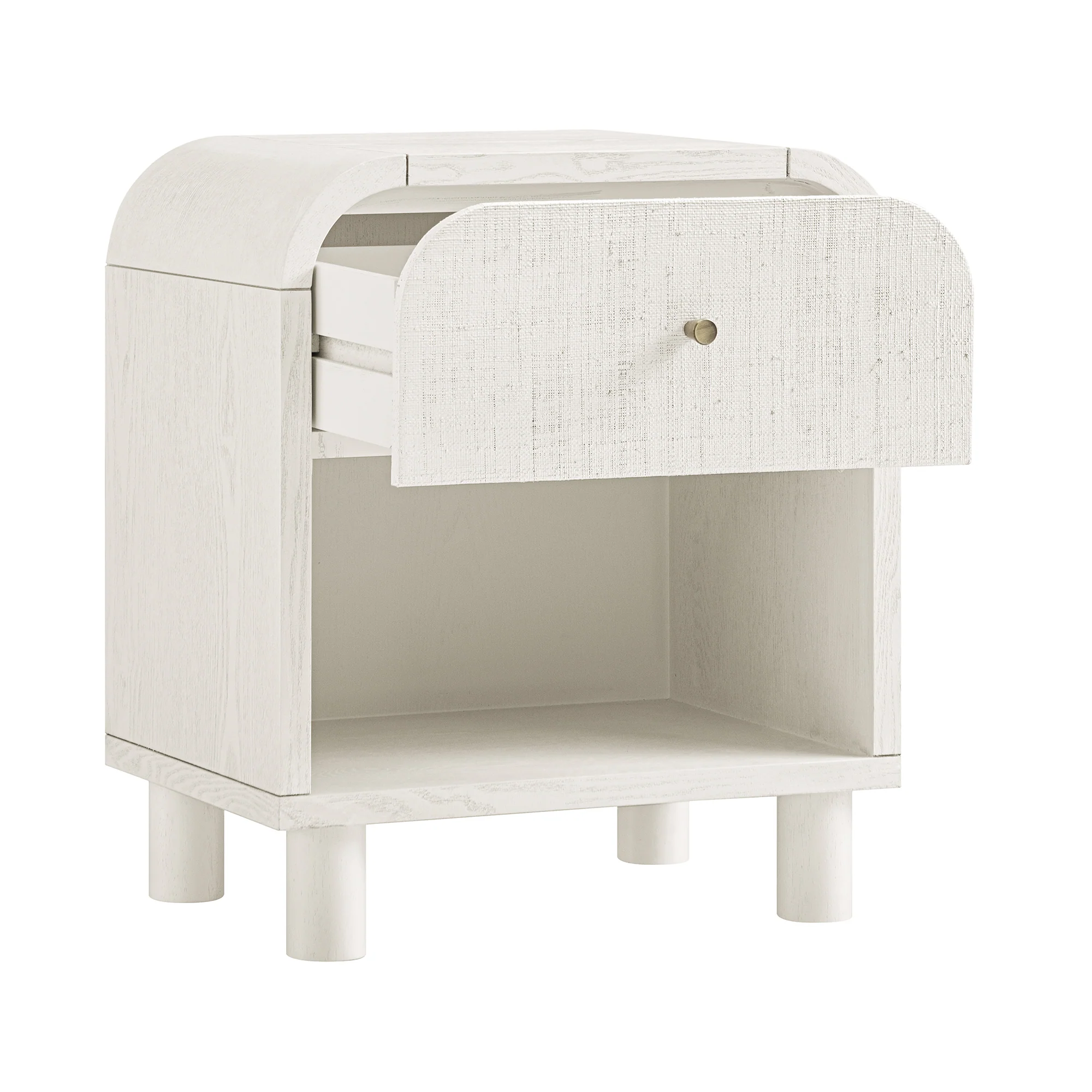 Maude 1 Drawer Bedside Table, Washed White Ash with Raffia - Image 8