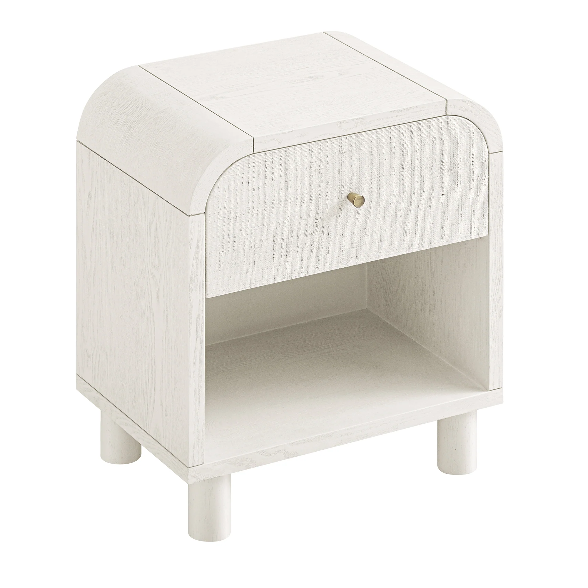Maude 1 Drawer Bedside Table, Washed White Ash with Raffia - Image 9