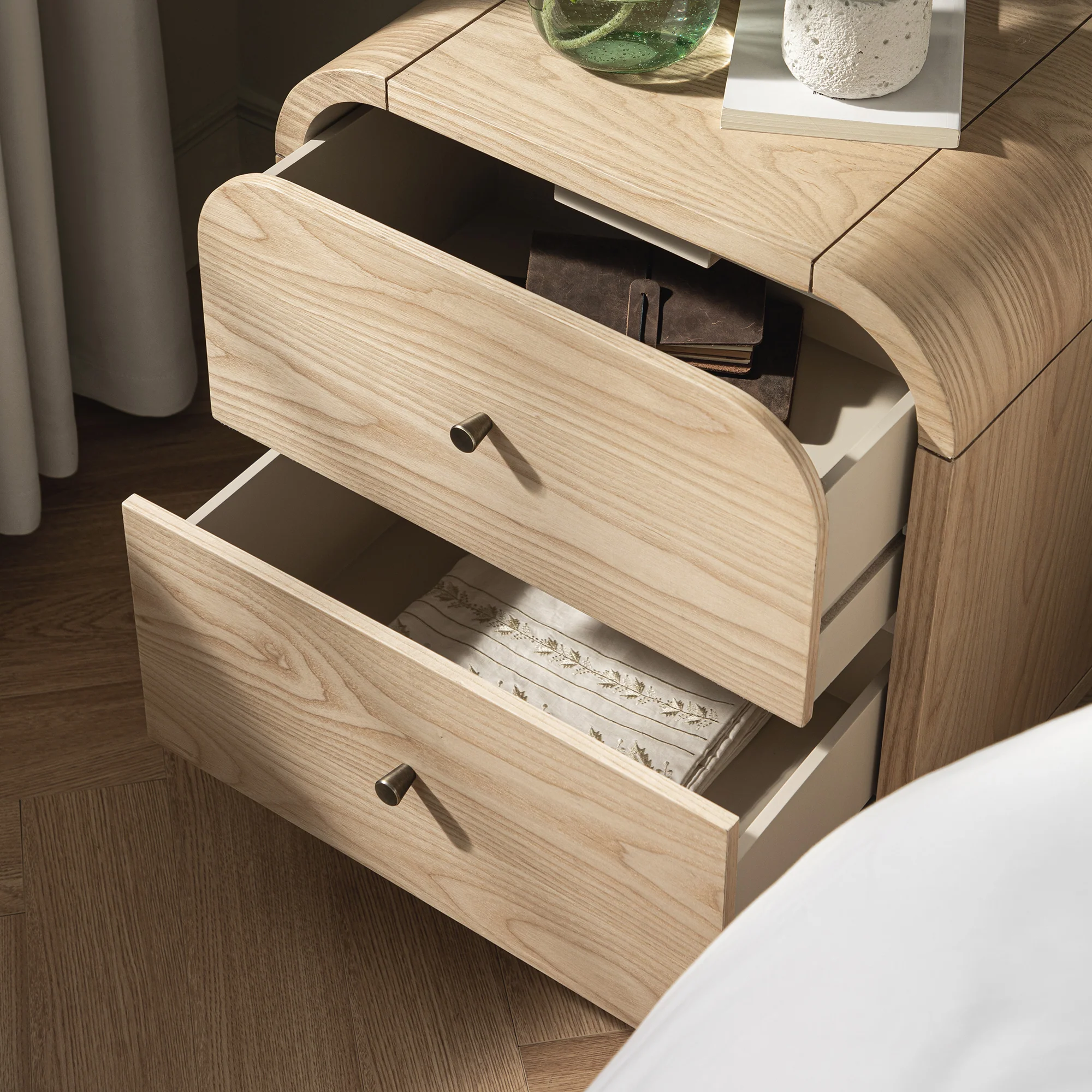 Maude 2 Drawer Bedside Table, Natural Ash - Image 3