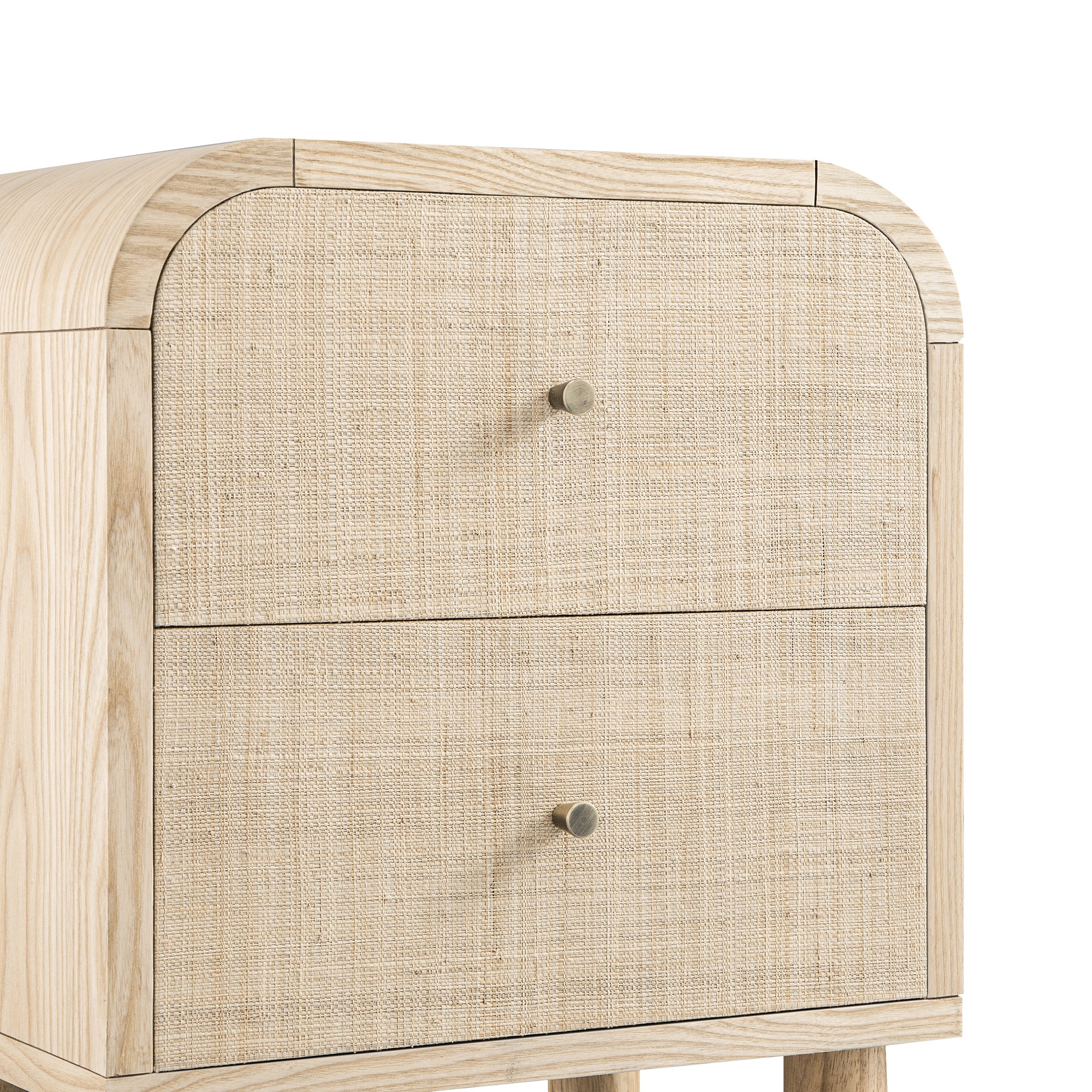 Maude 2 Drawer Bedside Table, Natural Ash with Raffia - Image 12