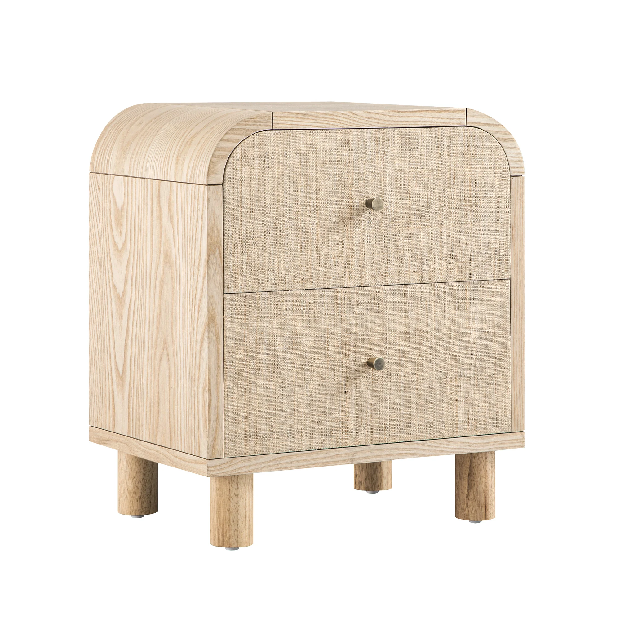 Maude 2 Drawer Bedside Table, Natural Ash with Raffia - Image 6
