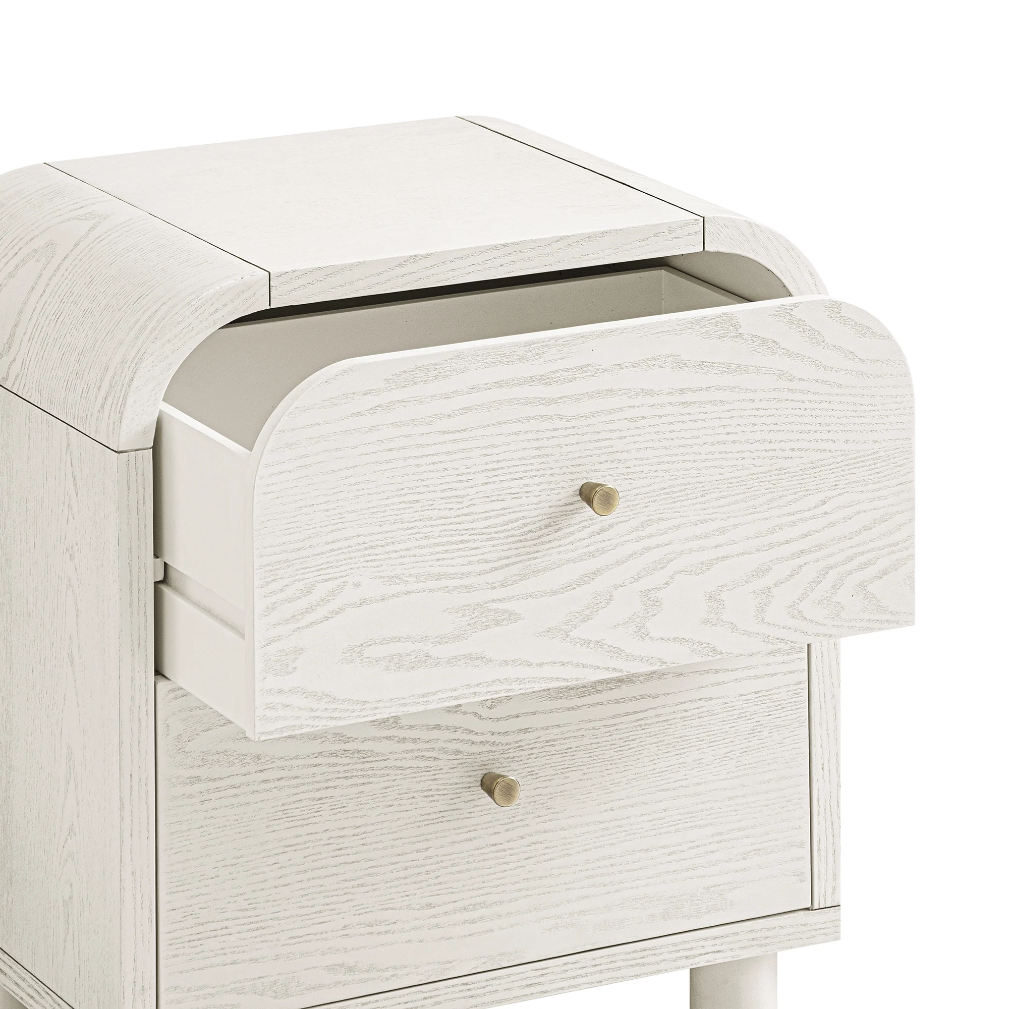 Maude 2 Drawer Bedside Table, Washed White Ash - Image 13