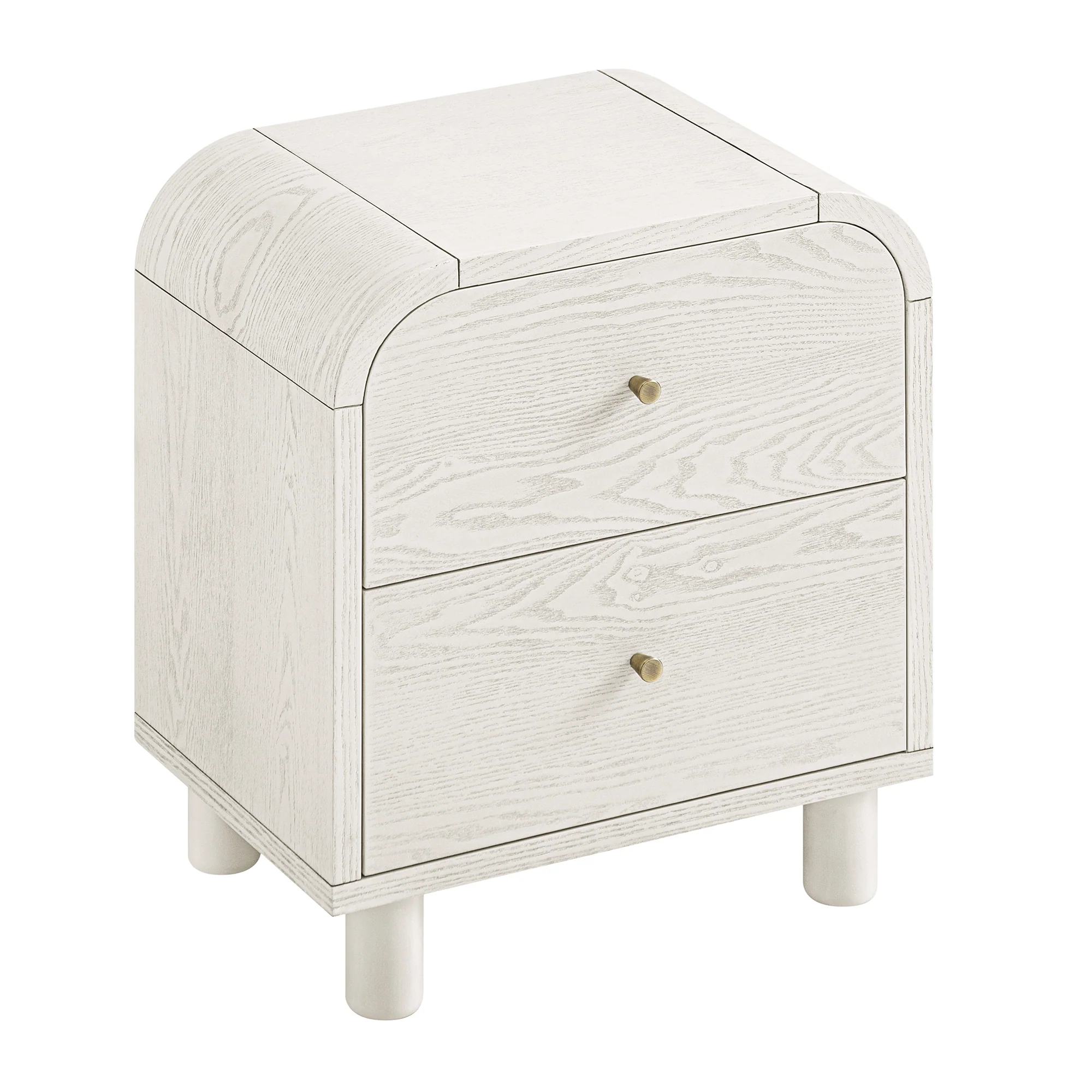 Maude 2 Drawer Bedside Table, Washed White Ash - Image 9