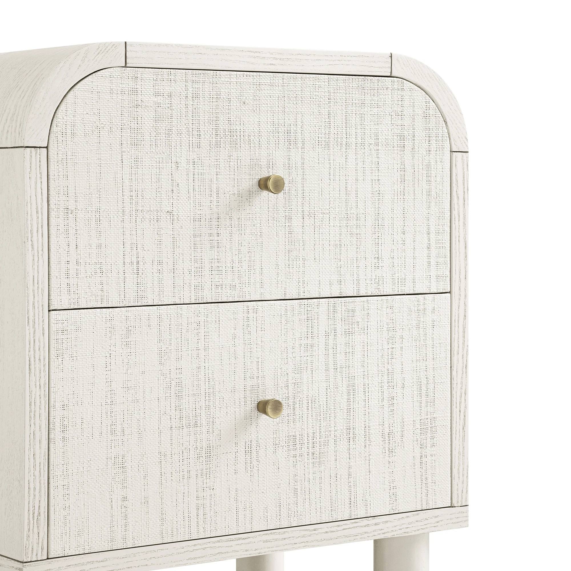 Maude 2 Drawer Bedside Table, Washed White Ash with Raffia - Image 13