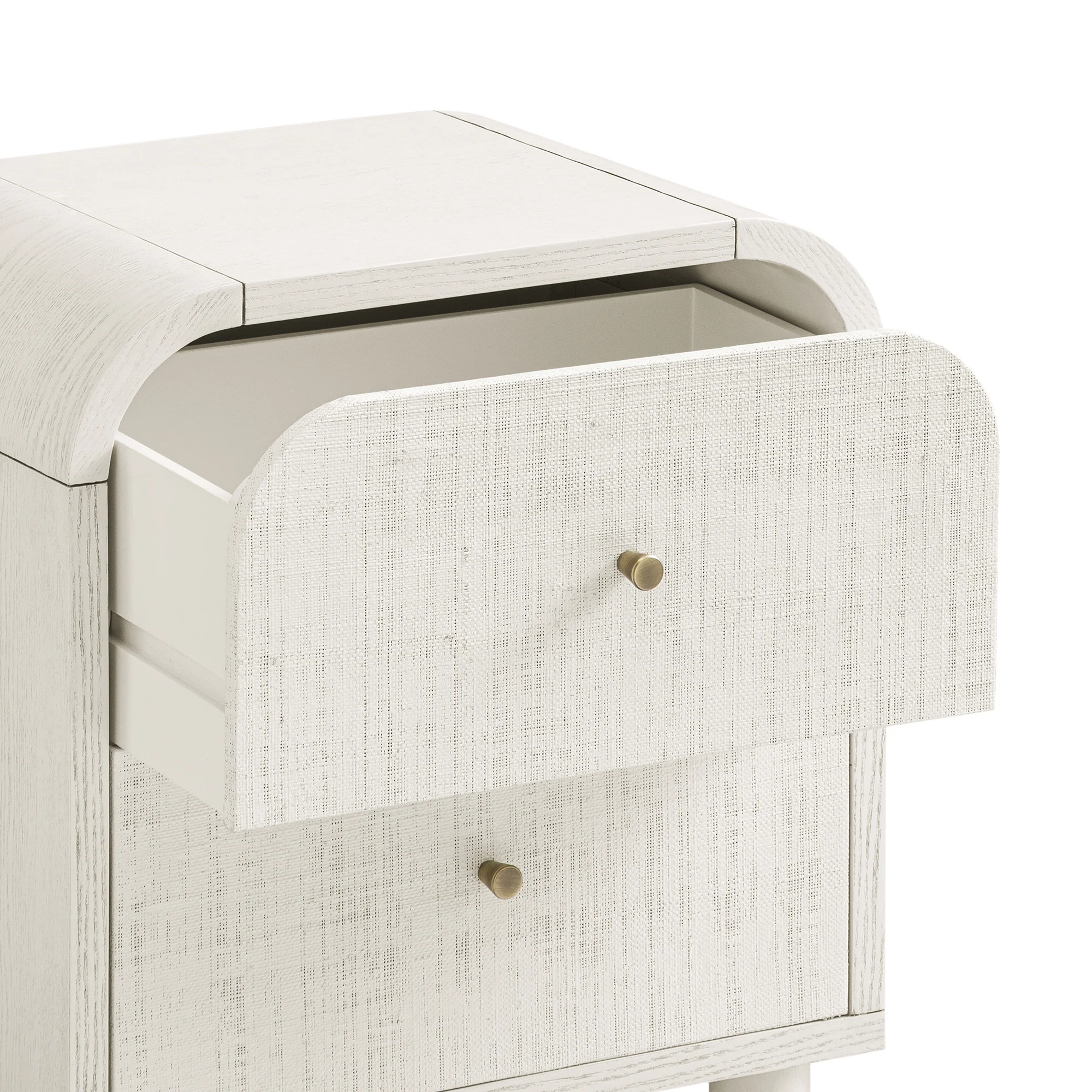 Maude 2 Drawer Bedside Table, Washed White Ash with Raffia - Image 14