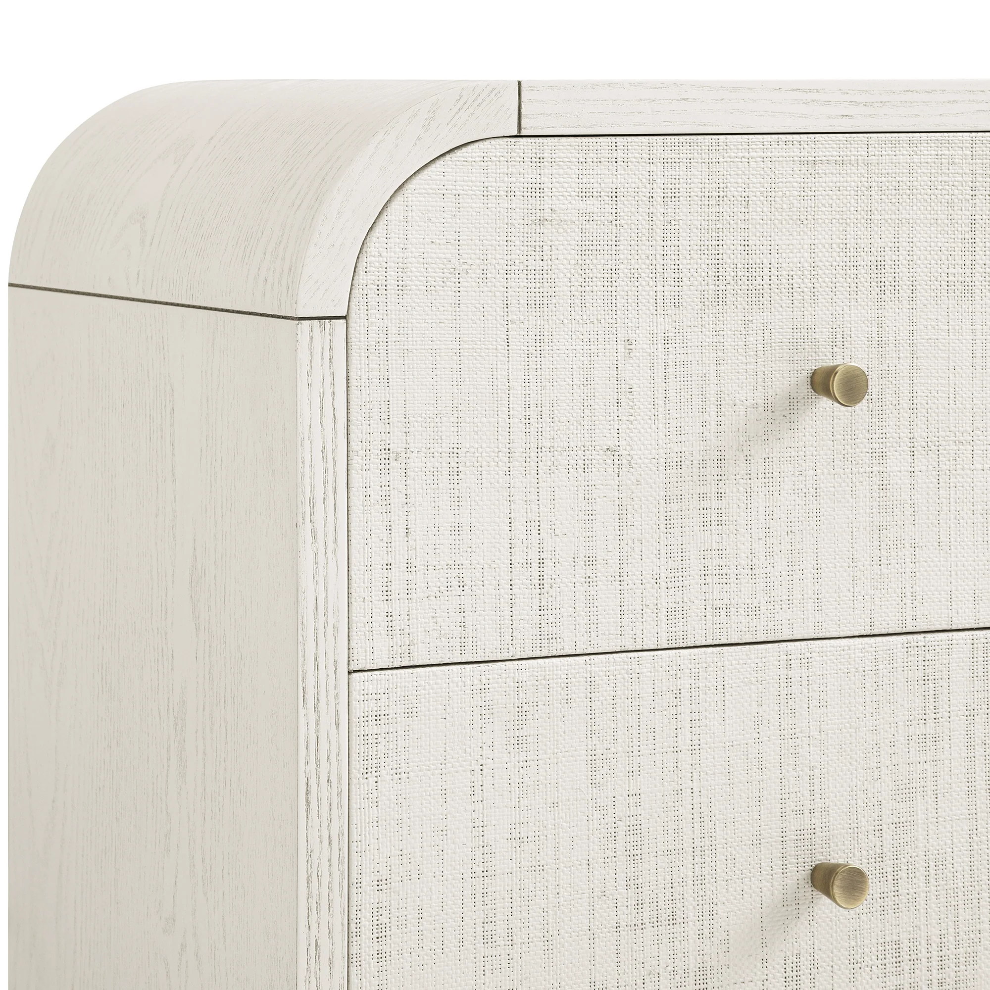 Maude 2 Drawer Bedside Table, Washed White Ash with Raffia - Image 15