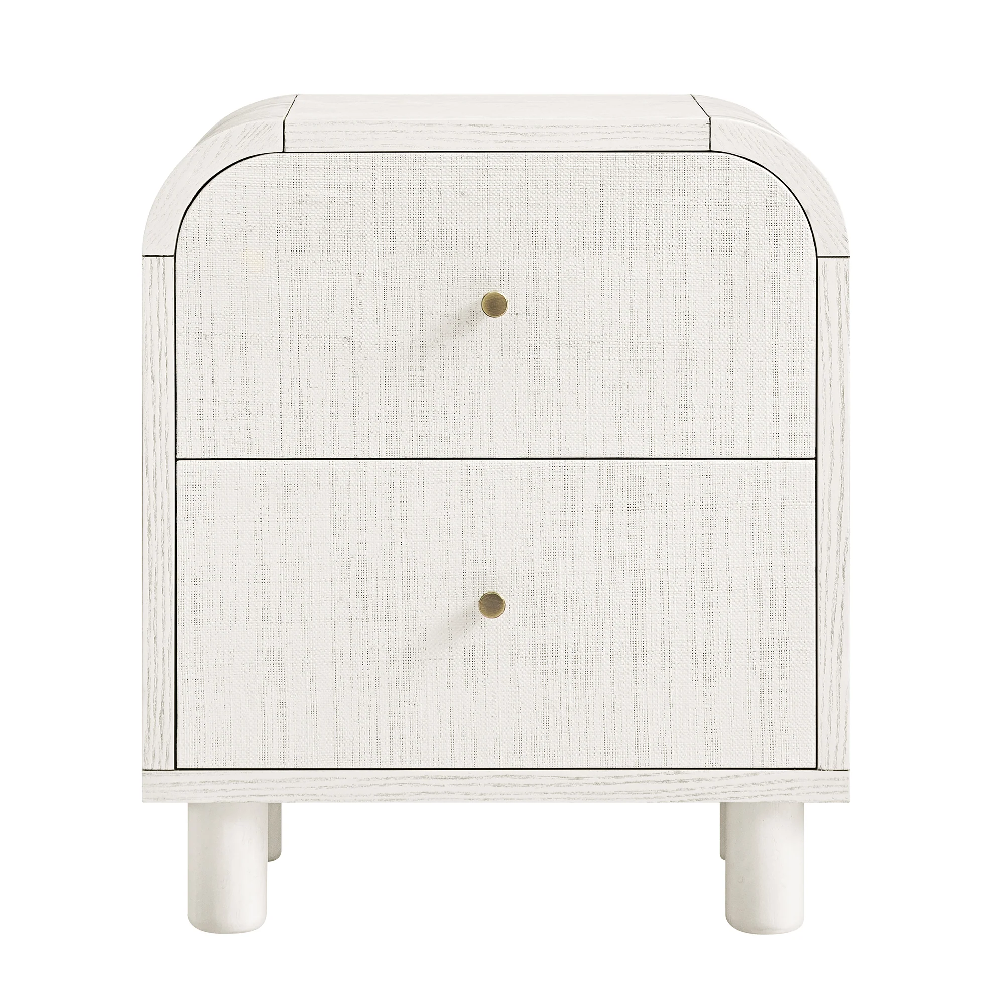 Maude 2 Drawer Bedside Table, Washed White Ash with Raffia - Image 6