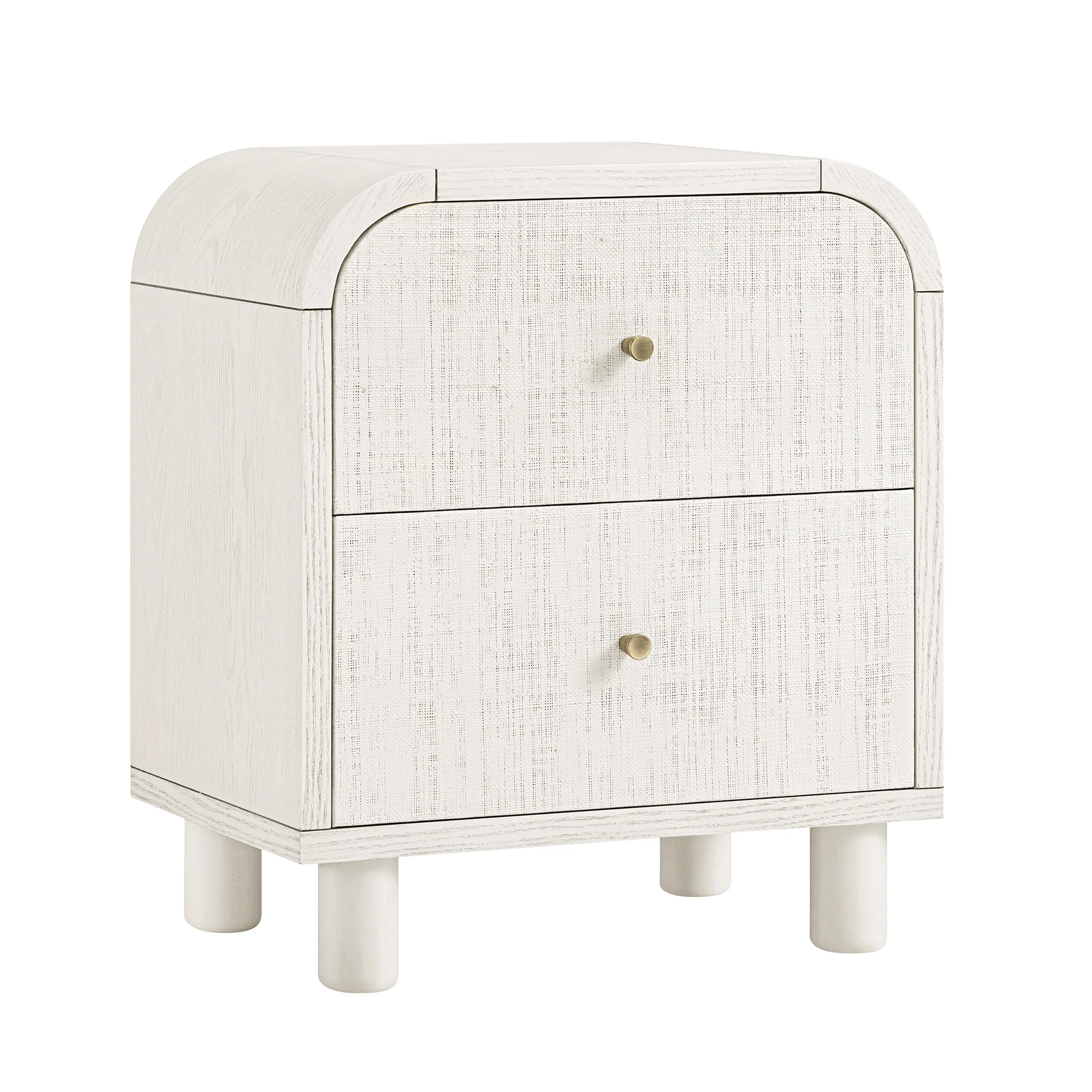 Maude 2 Drawer Bedside Table, Washed White Ash with Raffia - Image 7