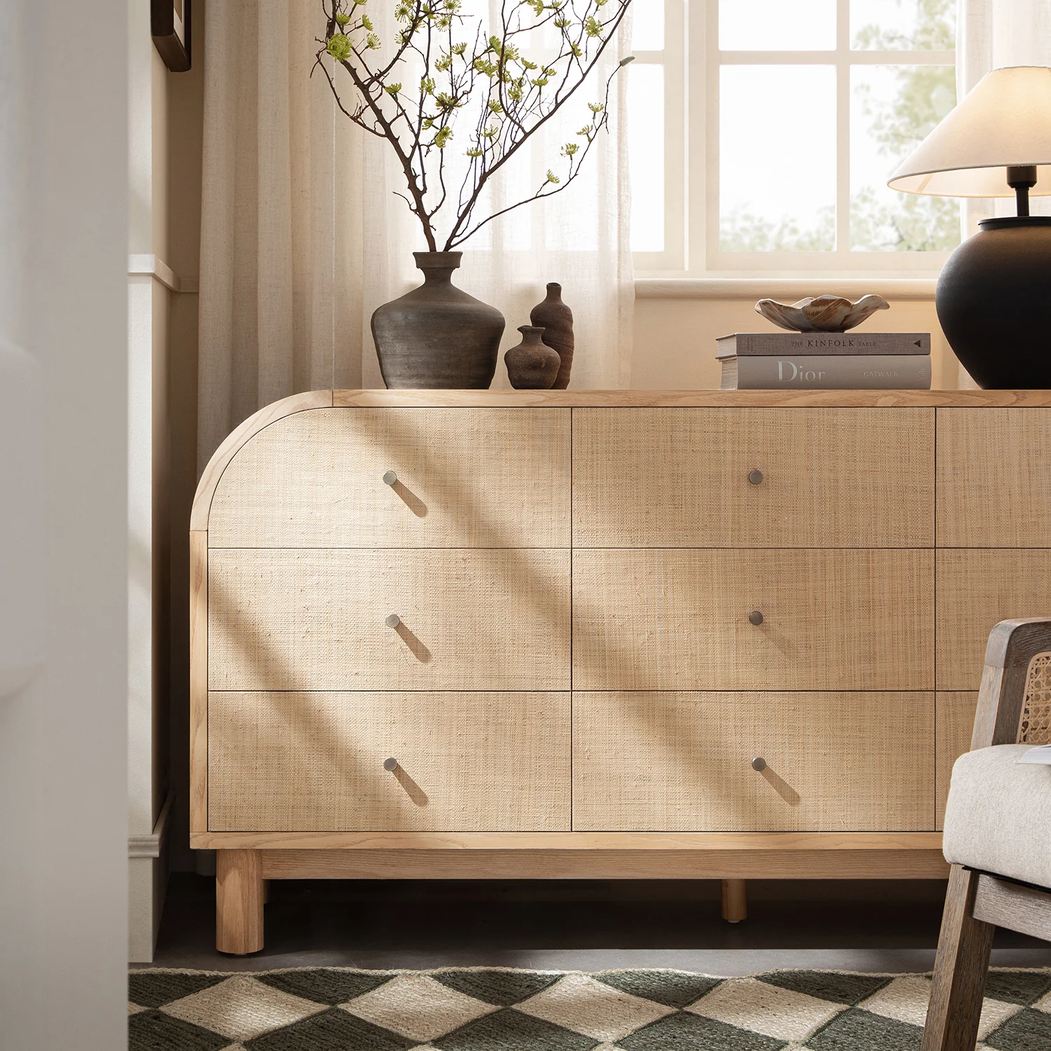 Maude 9 Drawer Chest, Natural Ash with Raffia - Image 4